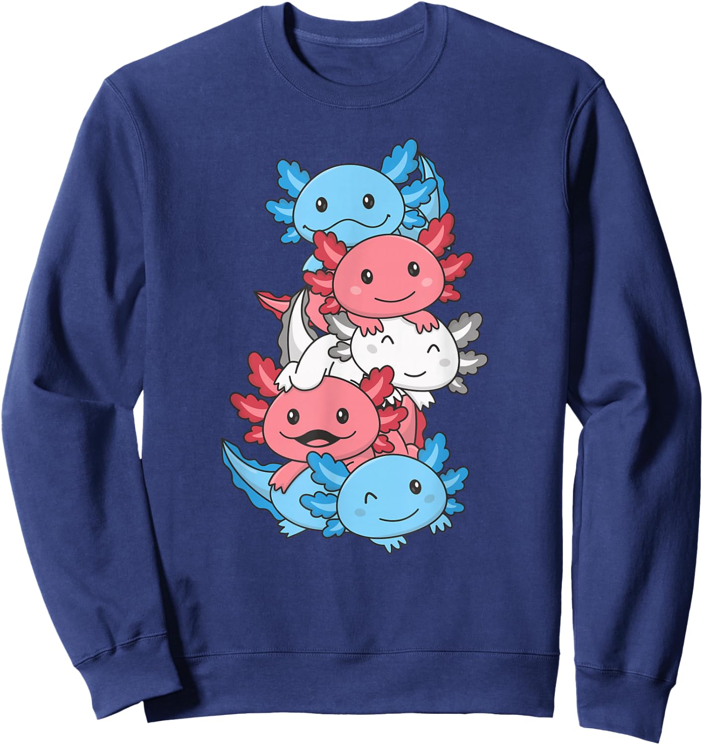cute animals LGBTQ+ Pride Month Transgender Flagge Pride Monat LGBTQ Transgender Axolotl Schwarz Klein EU S Klassisch Kurzarm Sweatshirt - Sweatshirt | Navy