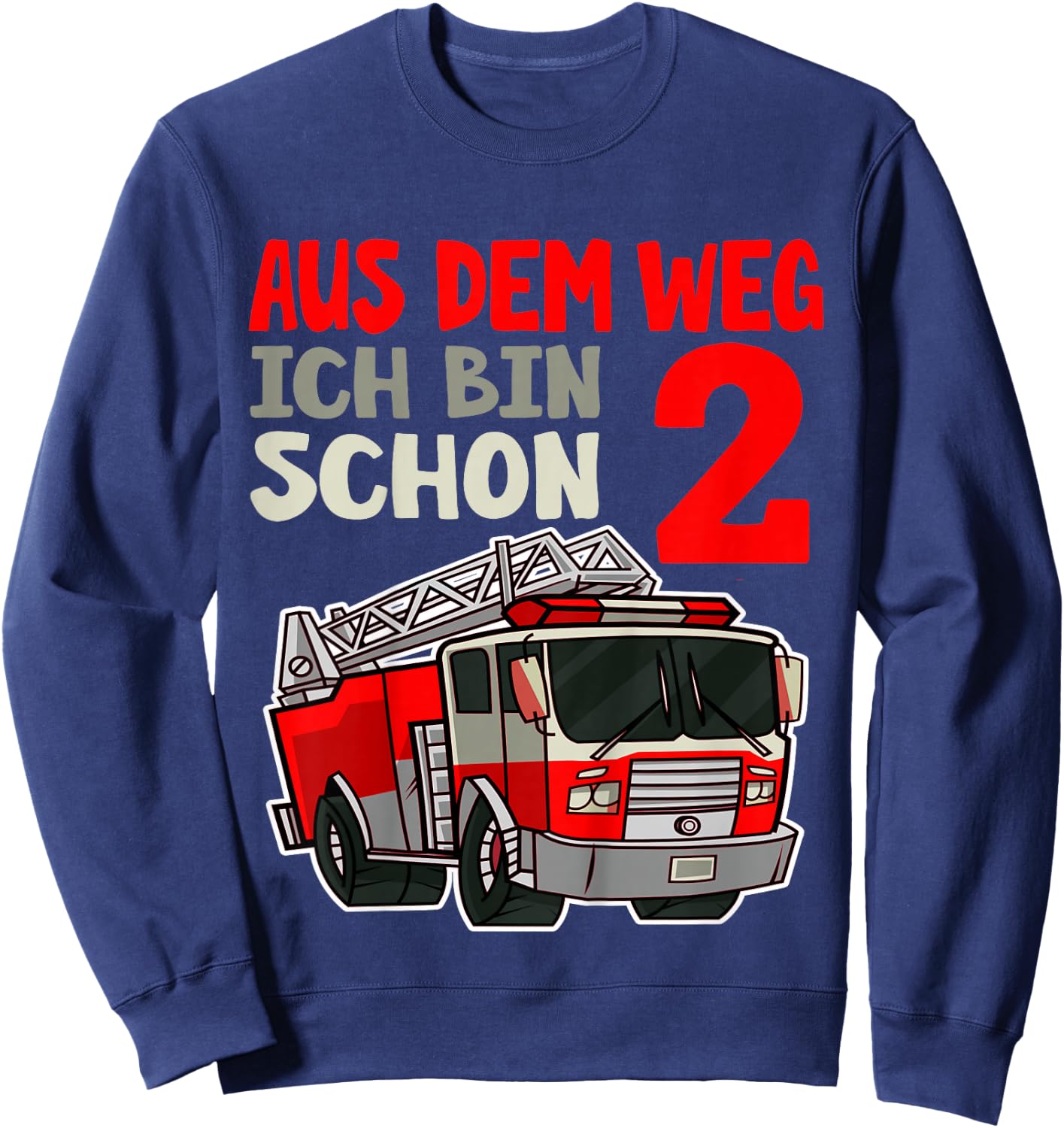 Kinder 2. Geburtstag 2 Jahre Alt Feuerwehrauto Ich Bin 2 Feuerwehr Sweatshirt - Sweatshirt | Navy