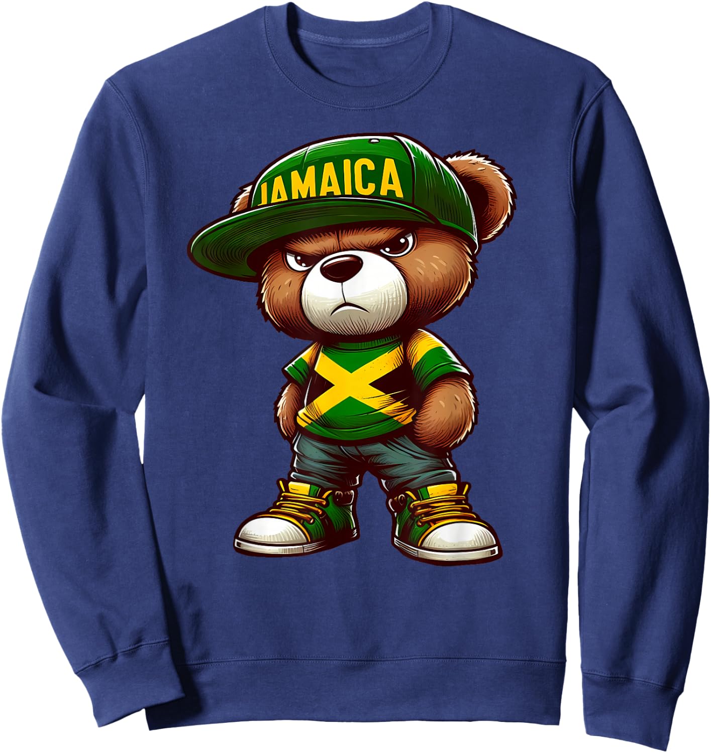 Teddy Bear Jamaica Flag Jamaican Clothing Men & Women Sweatshirt - Sweatshirt | Navy