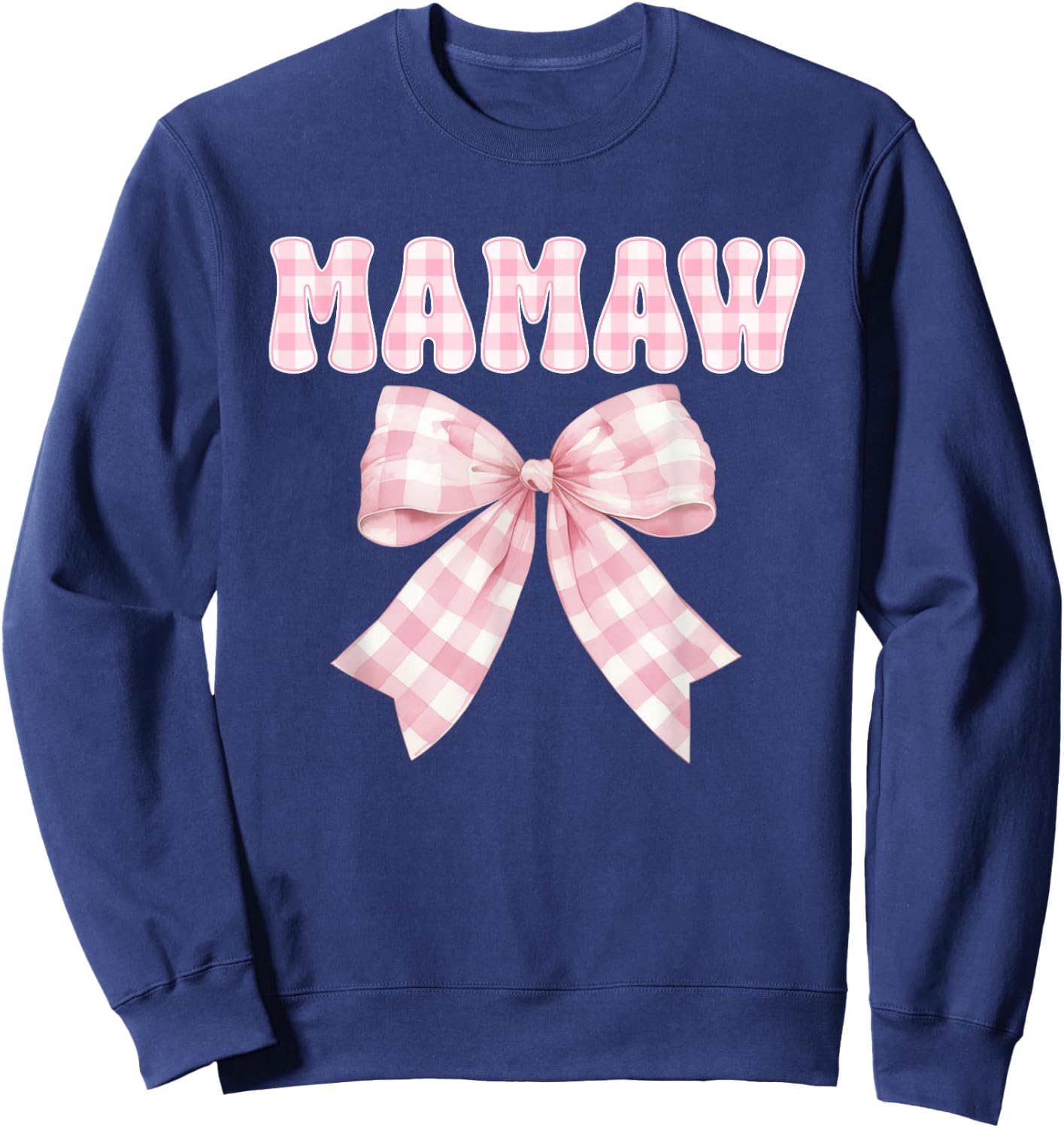 Mamaw Birthday Girl Matching Coquette Pink Bow Sweatshirt - Sweatshirt | Navy