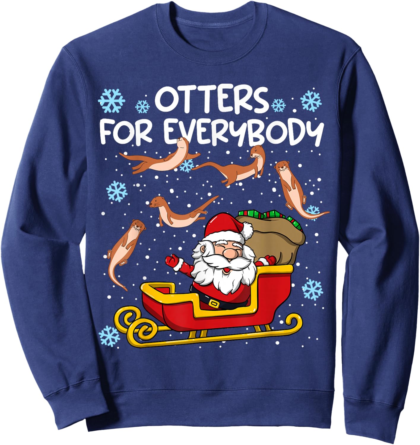 Otters for Everybody Santa Funny Christmas Otter Sweatshirt - Sweatshirt | Navy