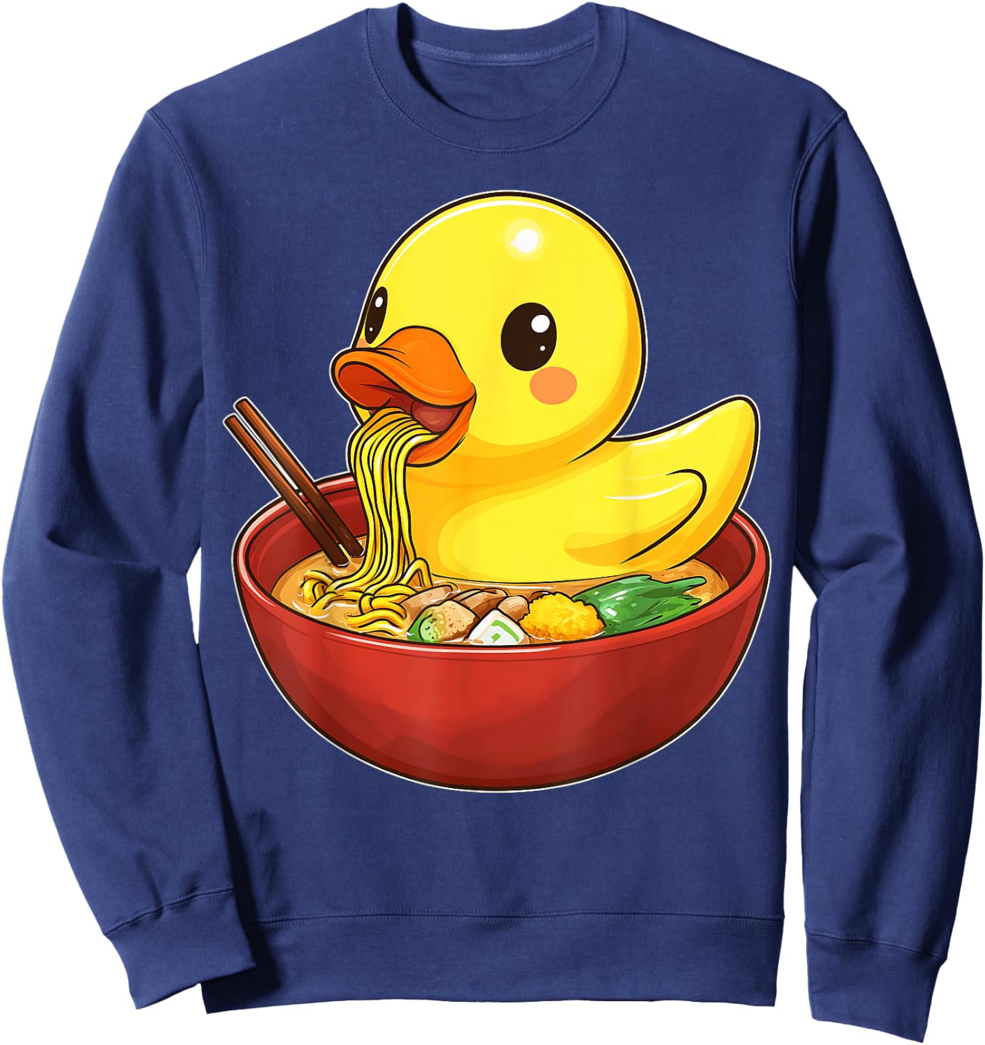 Rubber Duck Ducky Japanese Noodles Cute Kawaii Sweatshirt - Sweatshirt | Navy