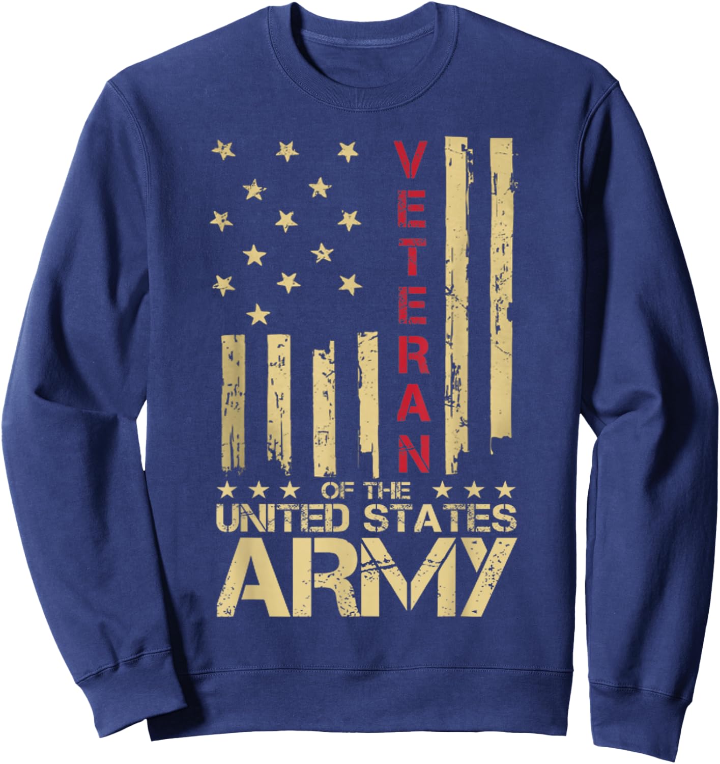 Patriotic U.S Army Veteran Red Line American Flag Vintage Small Sweatshirt - Sweatshirt | Navy
