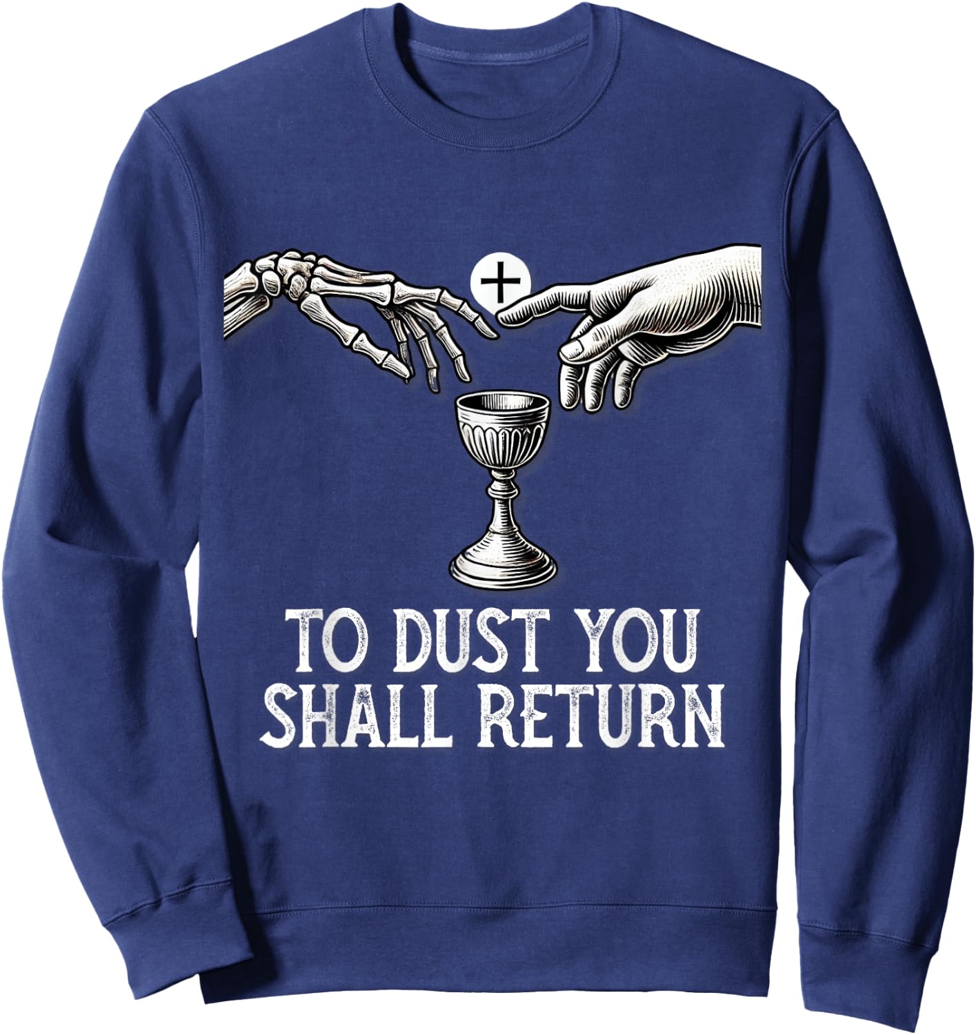 Memento Mori Catholic Eucharist Traditional Latin Mass Skull Sweatshirt - Sweatshirt | Navy