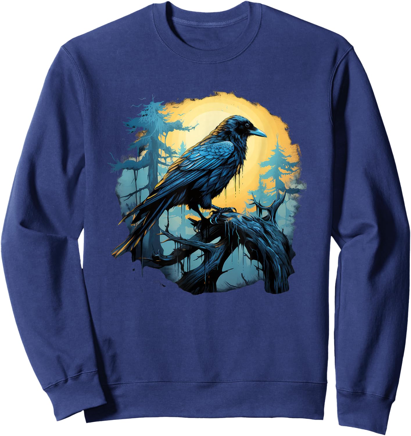 Captivating Raven Odin Myth Enshrouded in Nordic Lore Sweatshirt - Sweatshirt | Navy