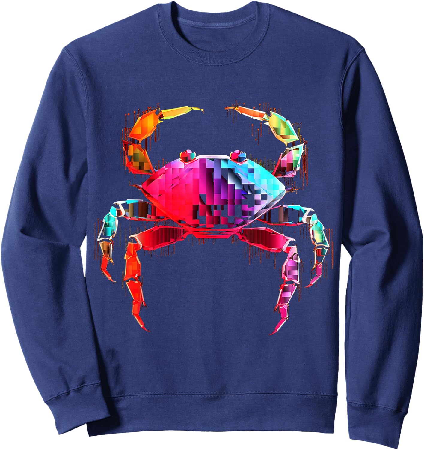 Crab Colorful Geometric Animal Art Graphic Motif Crab Sweatshirt - Sweatshirt | Navy