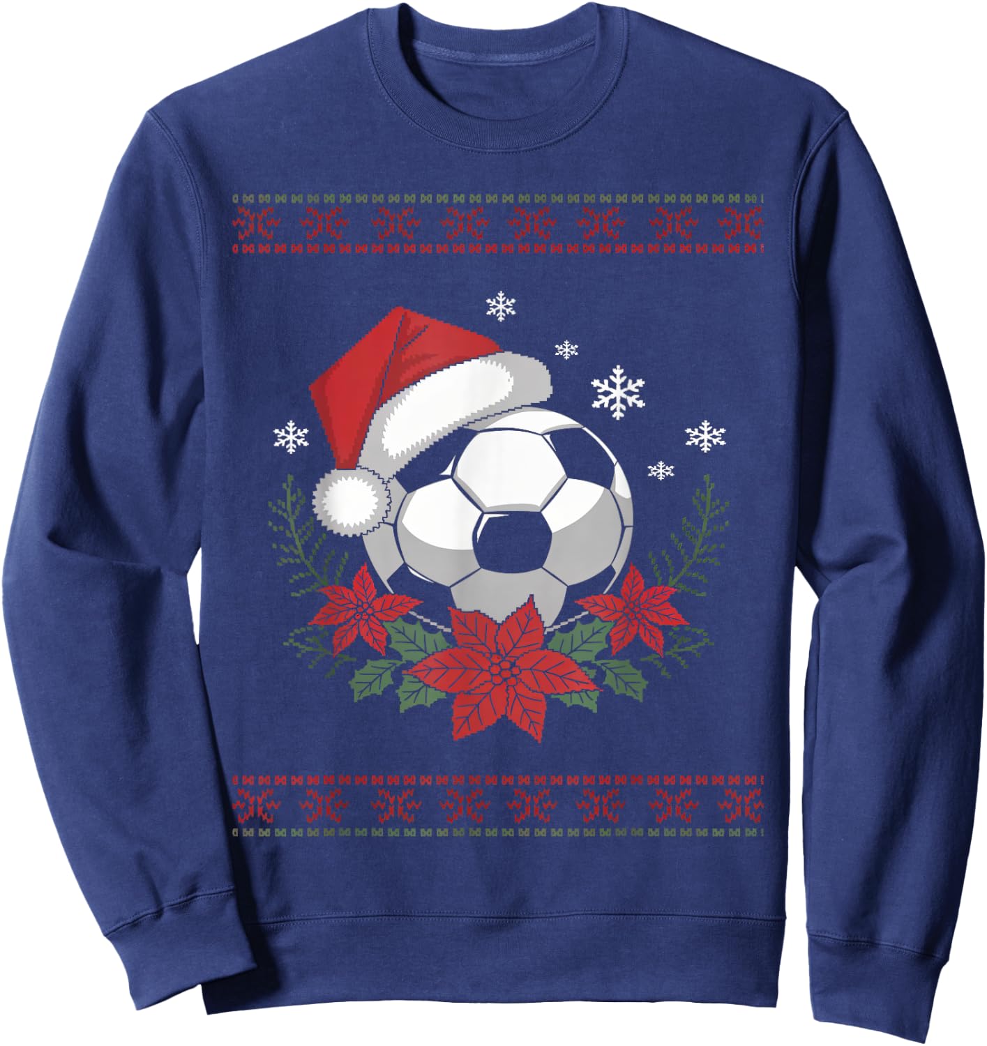 Christmas Santa Football Xmas Ugly Soccer Boys Kid Youth Sweatshirt - Sweatshirt | Navy