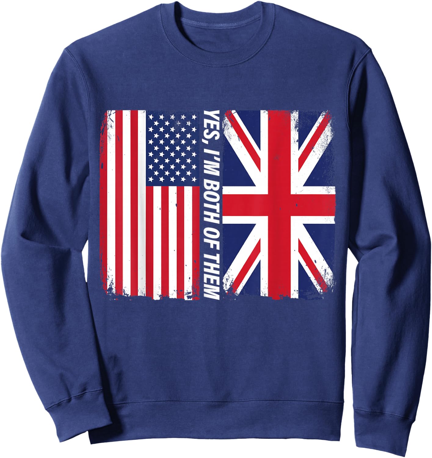 Half American Half British USA UK Flag Heritage Design Sweatshirt - Sweatshirt | Navy