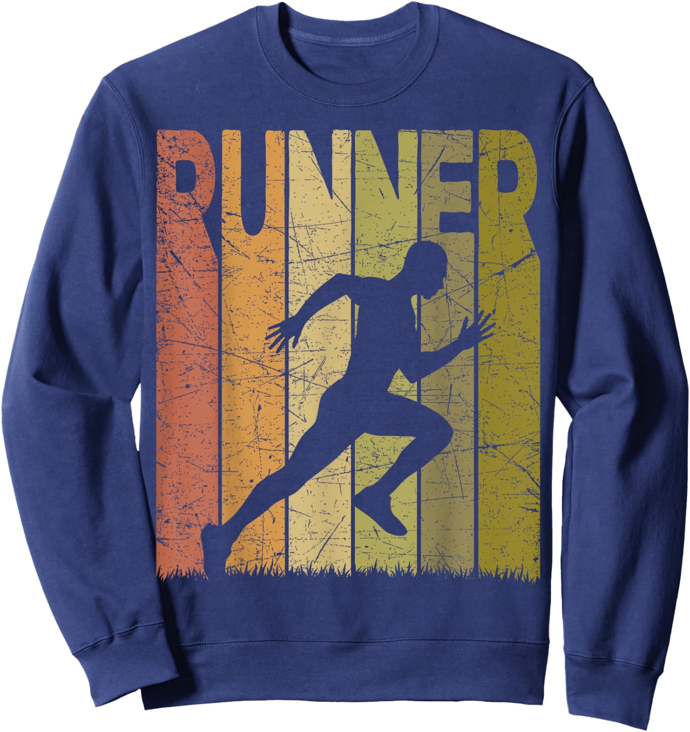 Runner Vintage Running Retro Jogger Running Lover Sweatshirt - Sweatshirt | Navy