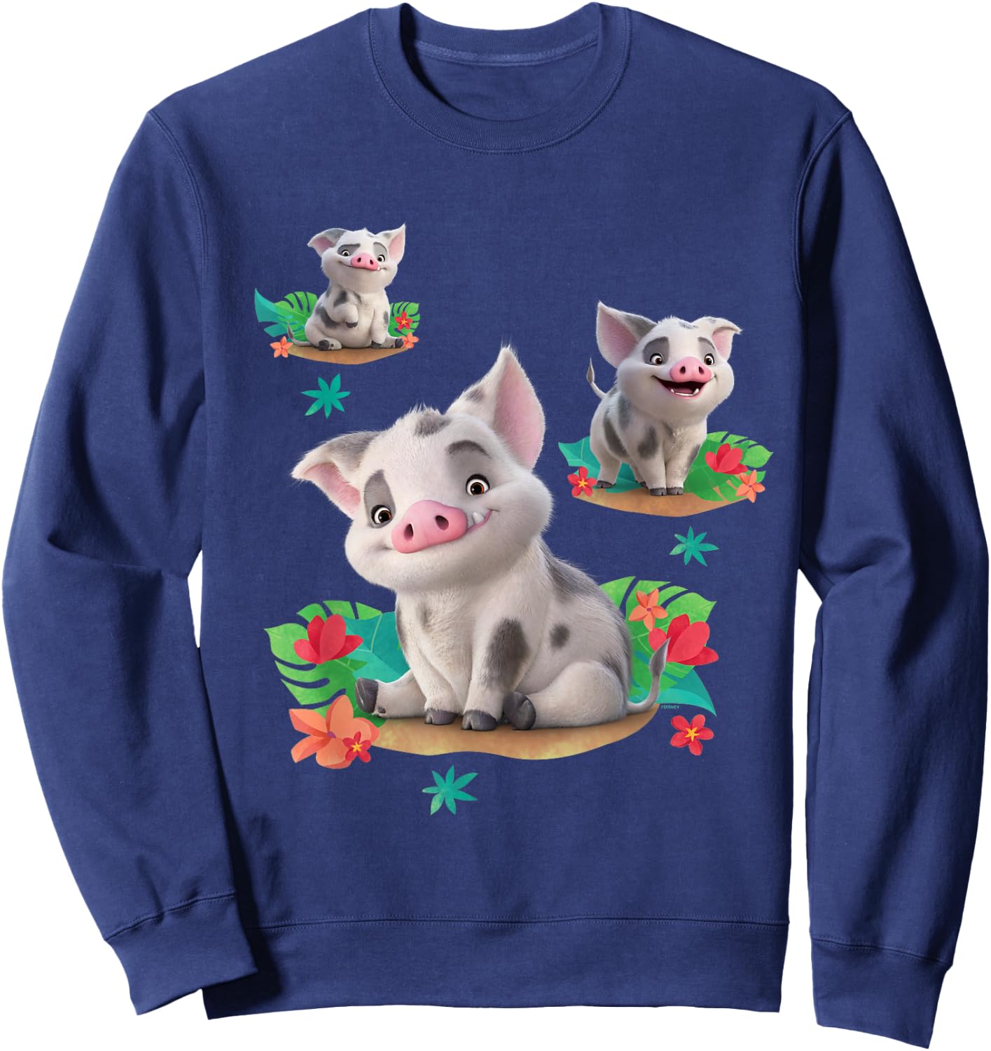 Disney Moana 2 Pua the Pig Cute Character Poses , Black, S Sweatshirt - Sweatshirt | Navy