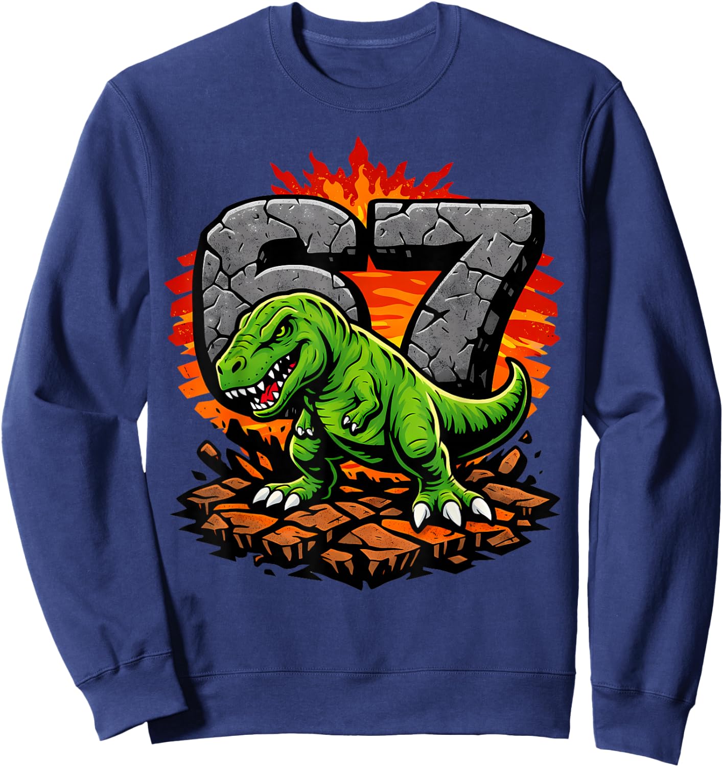 Six Seven 67 T-Rex Dinosaur Sweatshirt - Sweatshirt | Navy