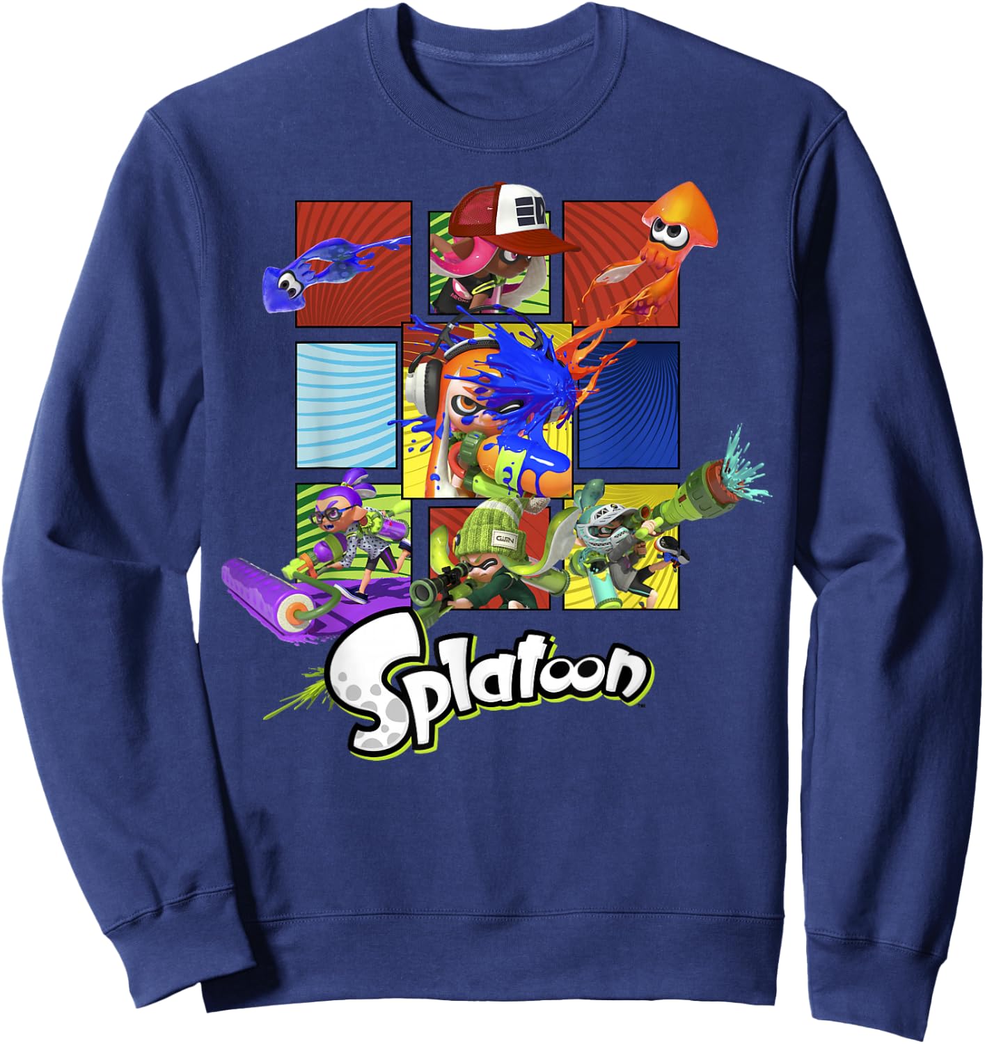 Nintendo Splatoon Inklings in Action Boxes Graphic Sweatshirt - Sweatshirt | Navy