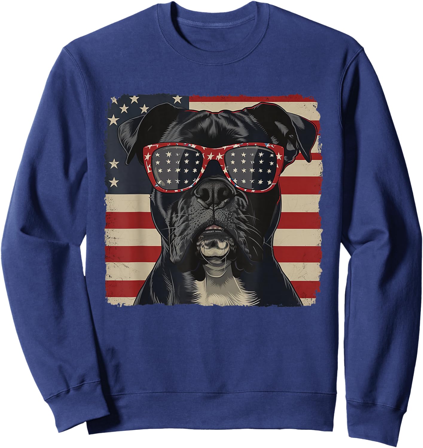 American Patriot Independence Day Shirt Boxer Dog Men Women Sweatshirt - Sweatshirt | Navy