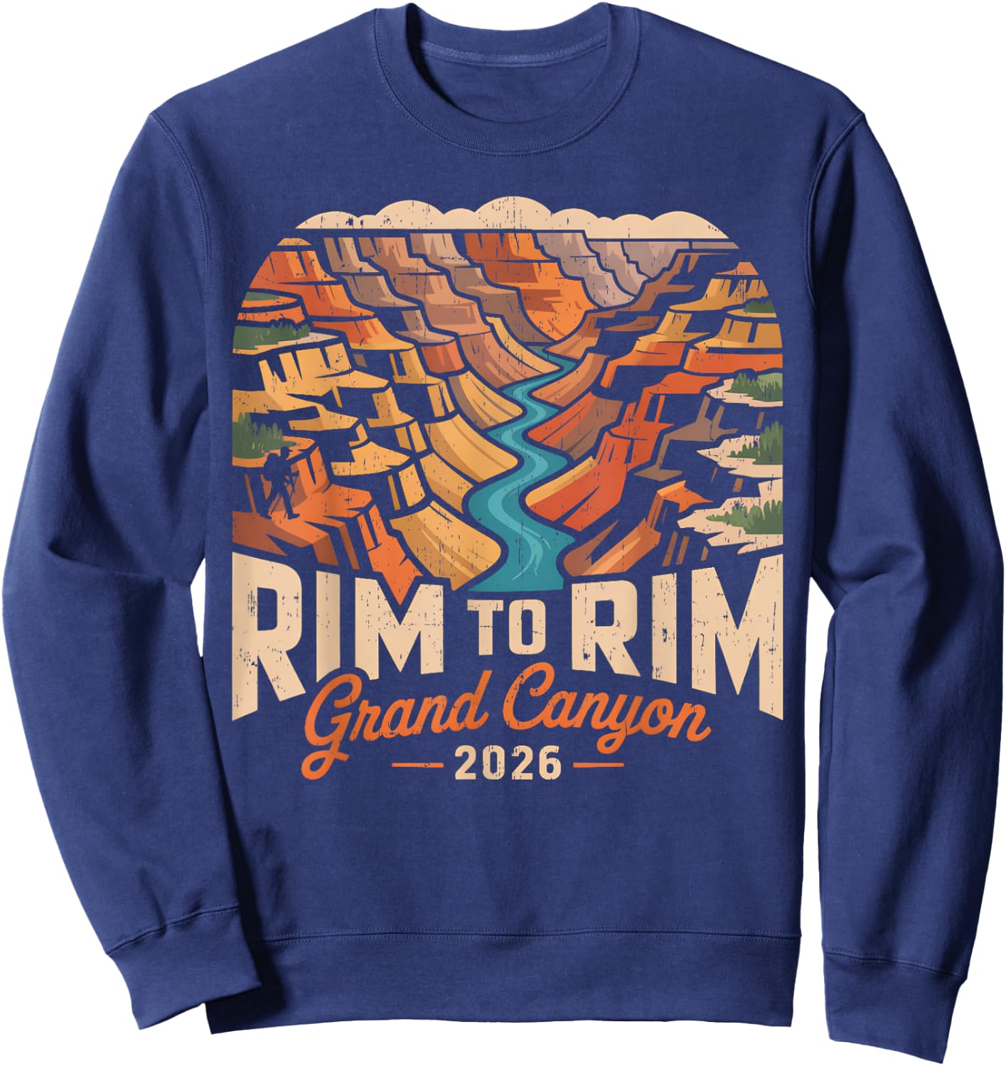 Retro South Rim to North Rim Grand Canyon 2026 Hiking Sweatshirt - Sweatshirt | Navy
