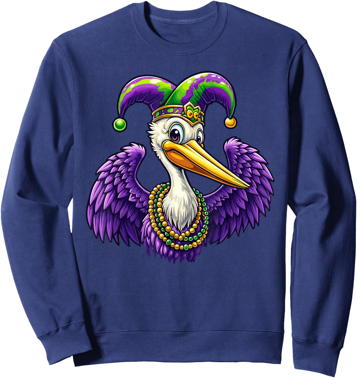 Mardi Gras Pelican Louisiana Parade Animal Lover Sweatshirt - Sweatshirt | Navy