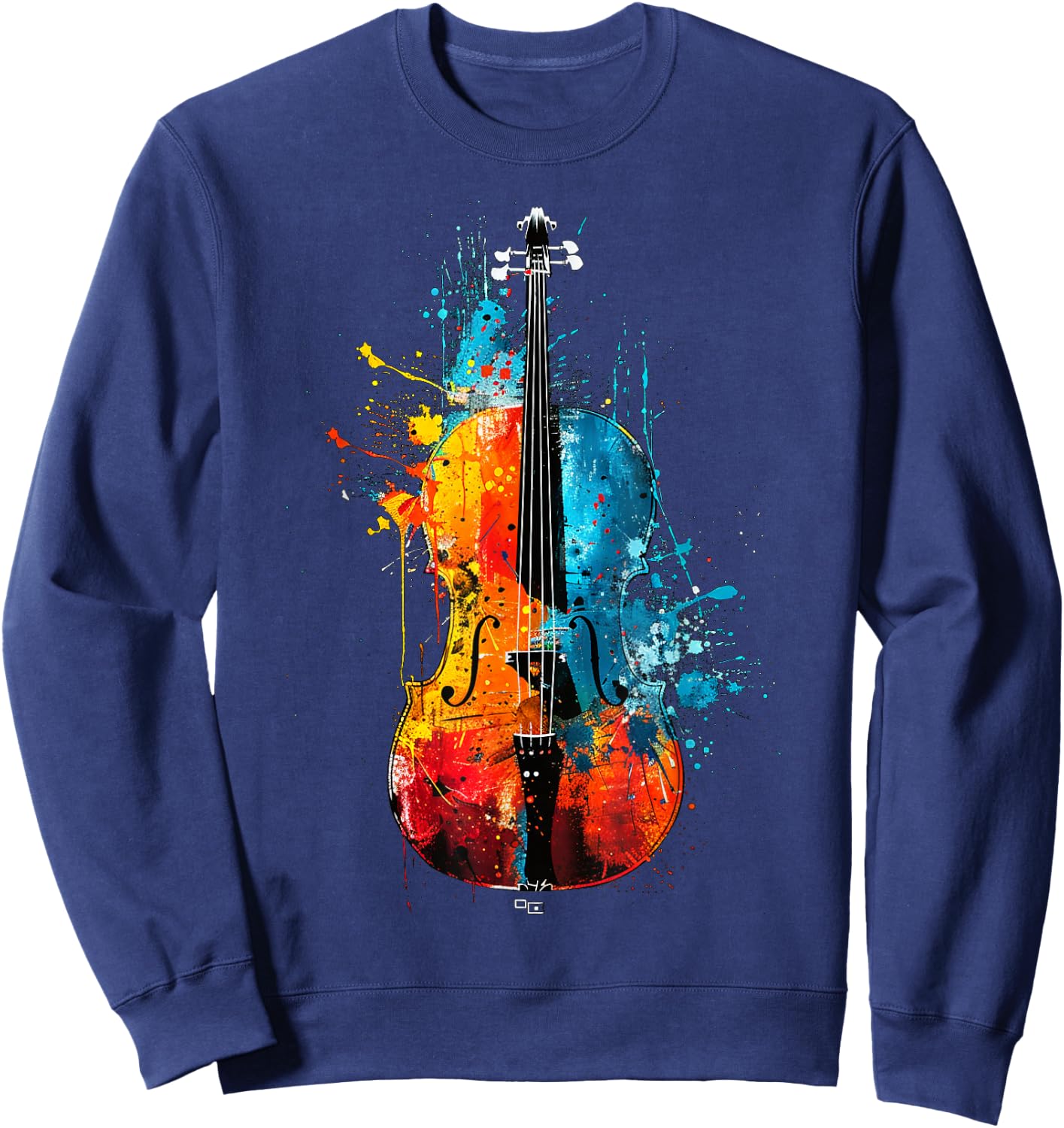 Colorful Artistic Cello Pop Art Painted , Black, S Sweatshirt - Sweatshirt | Navy