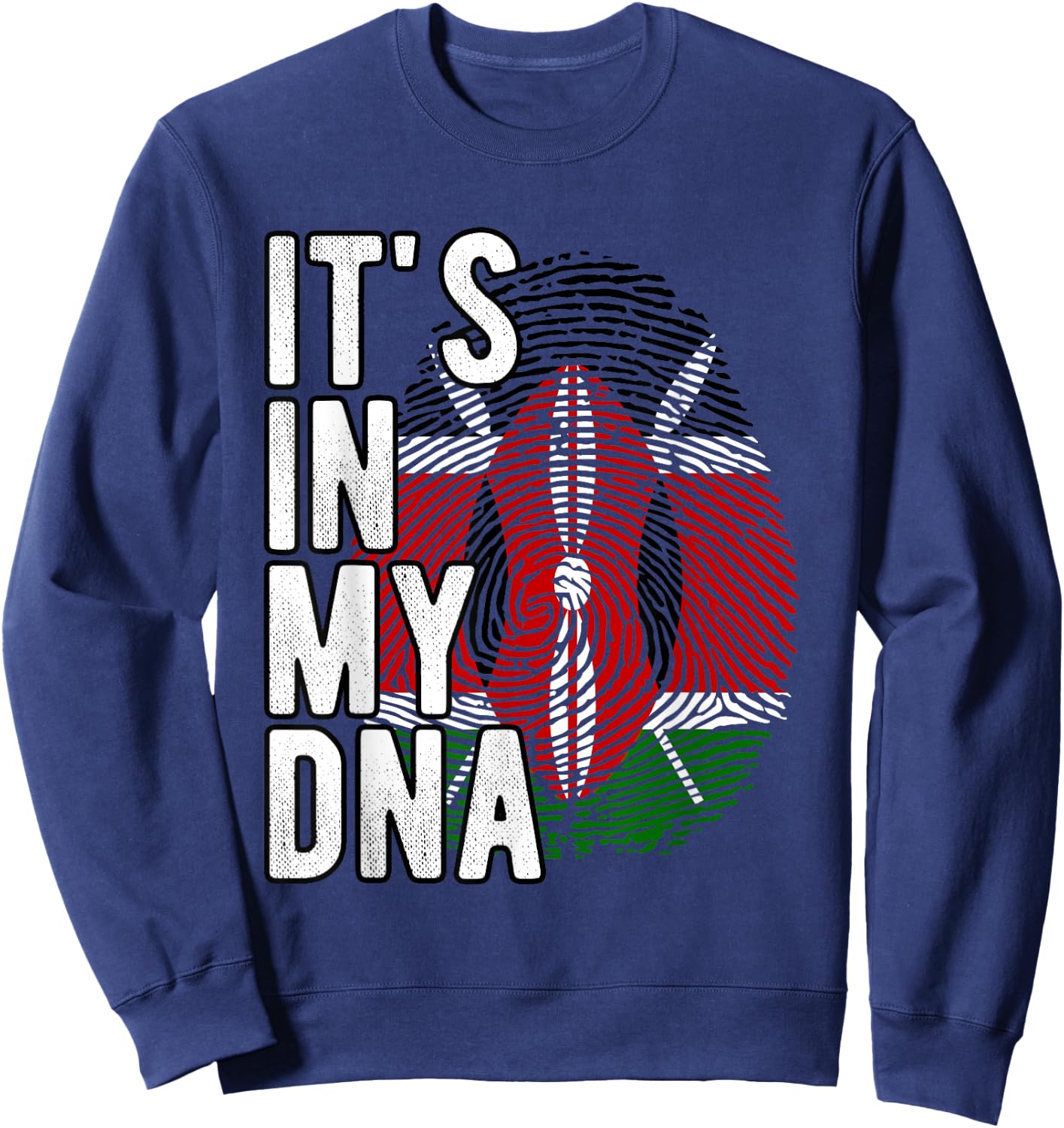 Funny It's In My DNA Fingerprint Flag Of Kenya Sweatshirt - Sweatshirt | Navy