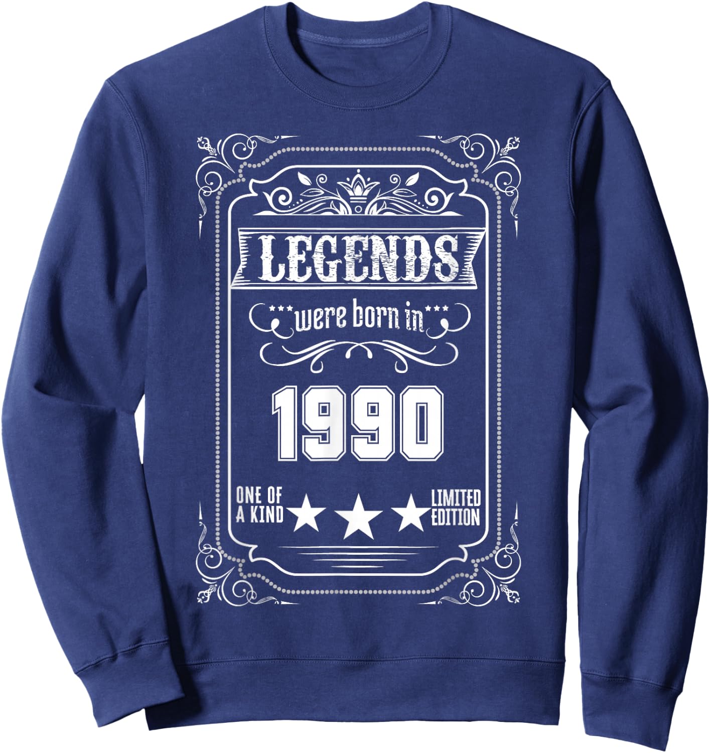 35th Birthday Vintage Legends Born In 1990 35 Years Old Sweatshirt - Sweatshirt | Navy