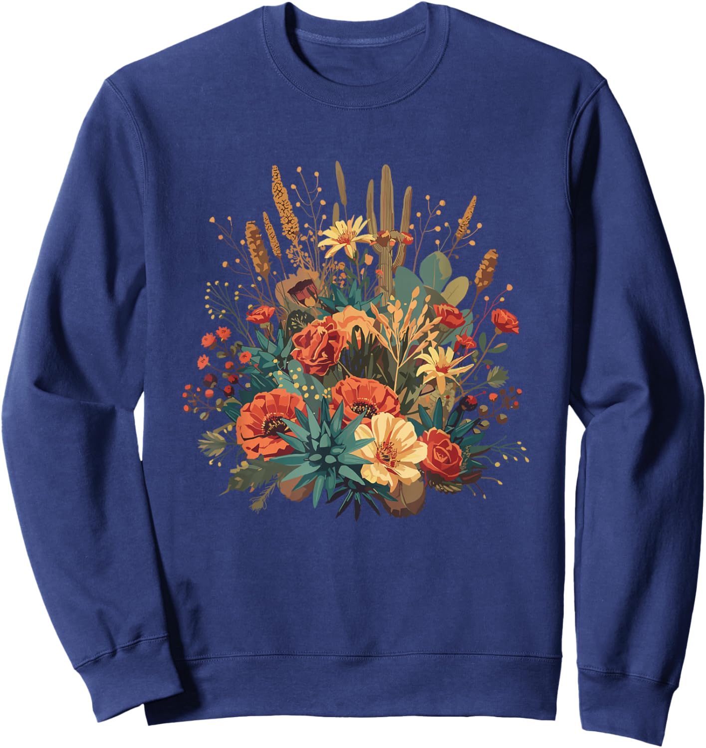Colorful Rustic Flower Bouquet Wild Garden Sweatshirt - Sweatshirt | Navy