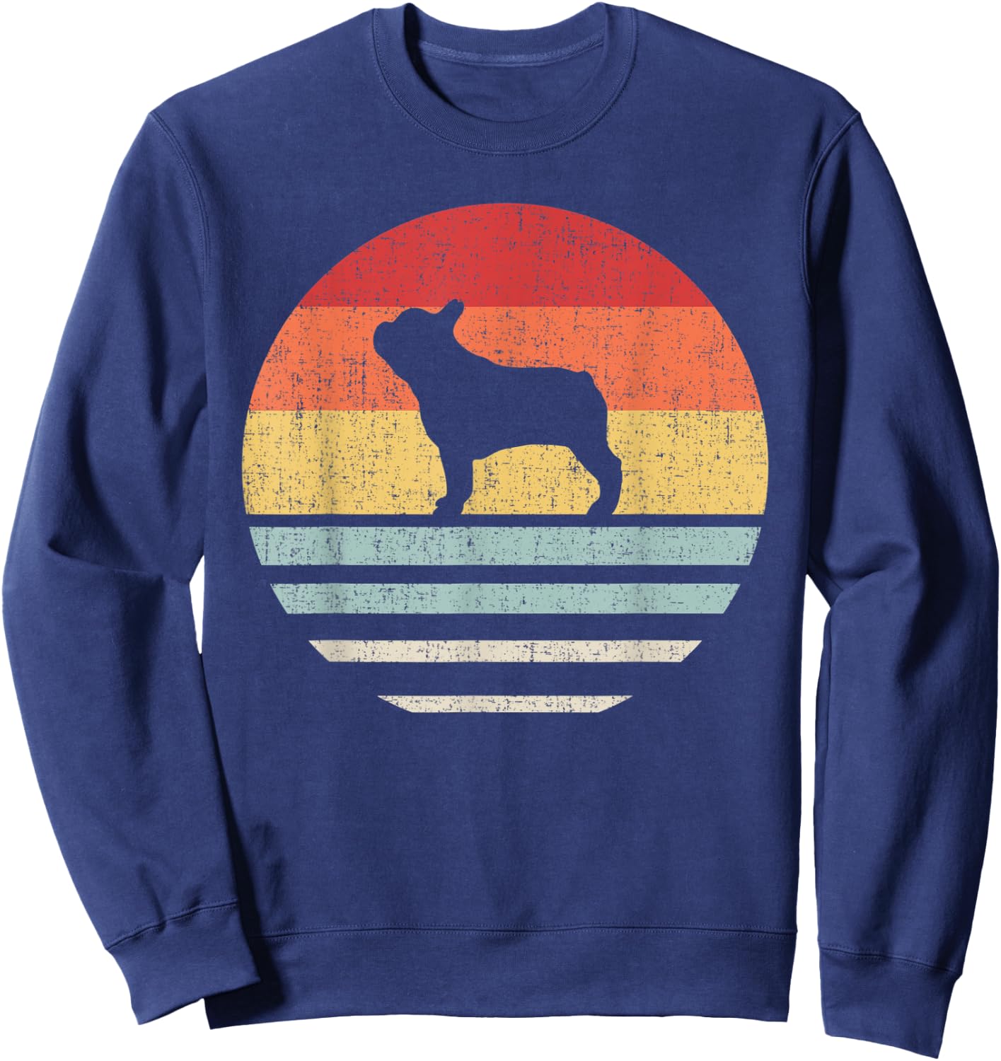 Vintage Retro French Bulldog Dog Mom Dad Gift Cute Dog Lover Men Women Kids Sweatshirt - Sweatshirt | Navy