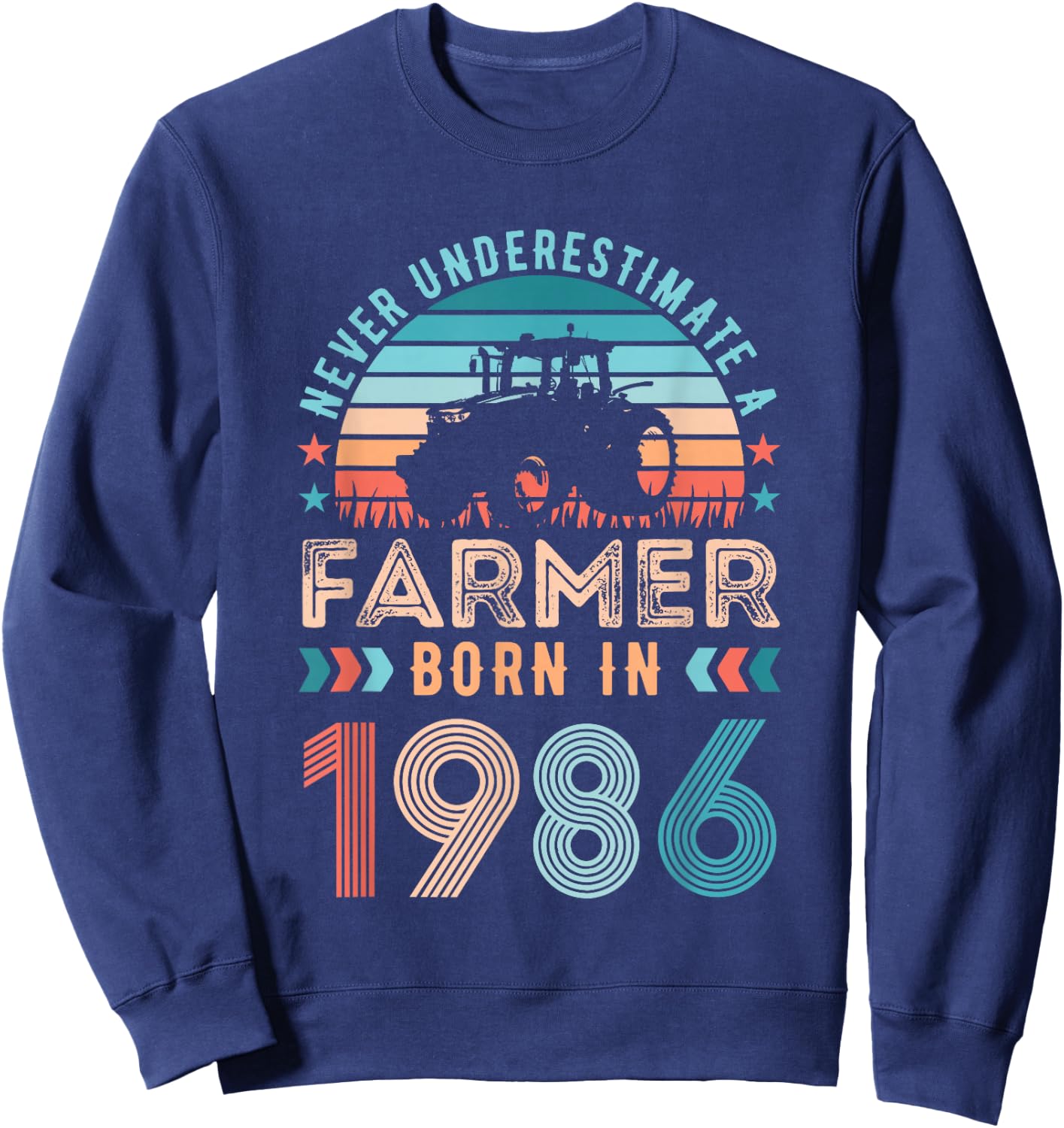Farmer born in 1986 40th Birthday Farming Gifts Sweatshirt - Sweatshirt | Navy