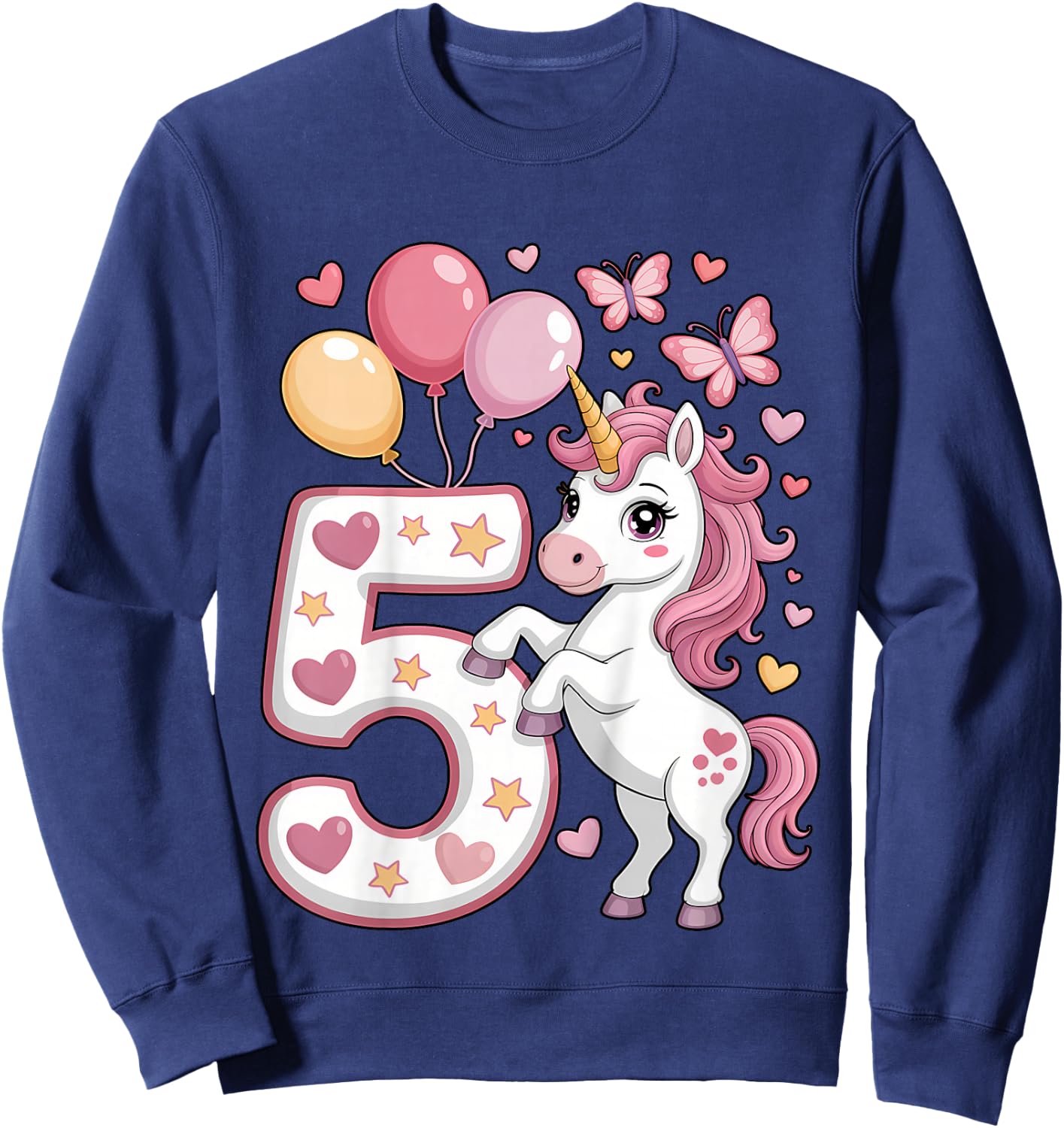 Einhorn 5. Geburtstag Mädchen Alter 5 Pferd I Am 5 Jahre alt Kinder Sweatshirt - Sweatshirt | Navy