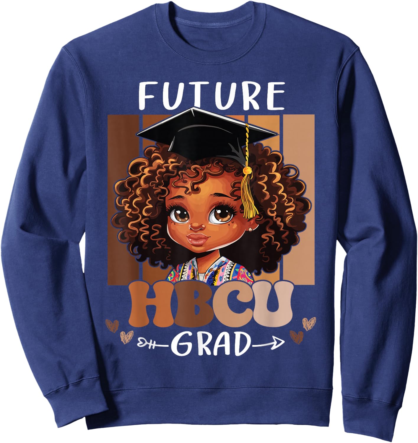 Future HBCU Grad kids Black Girl Afro Black History Month Sweatshirt - Sweatshirt | Navy