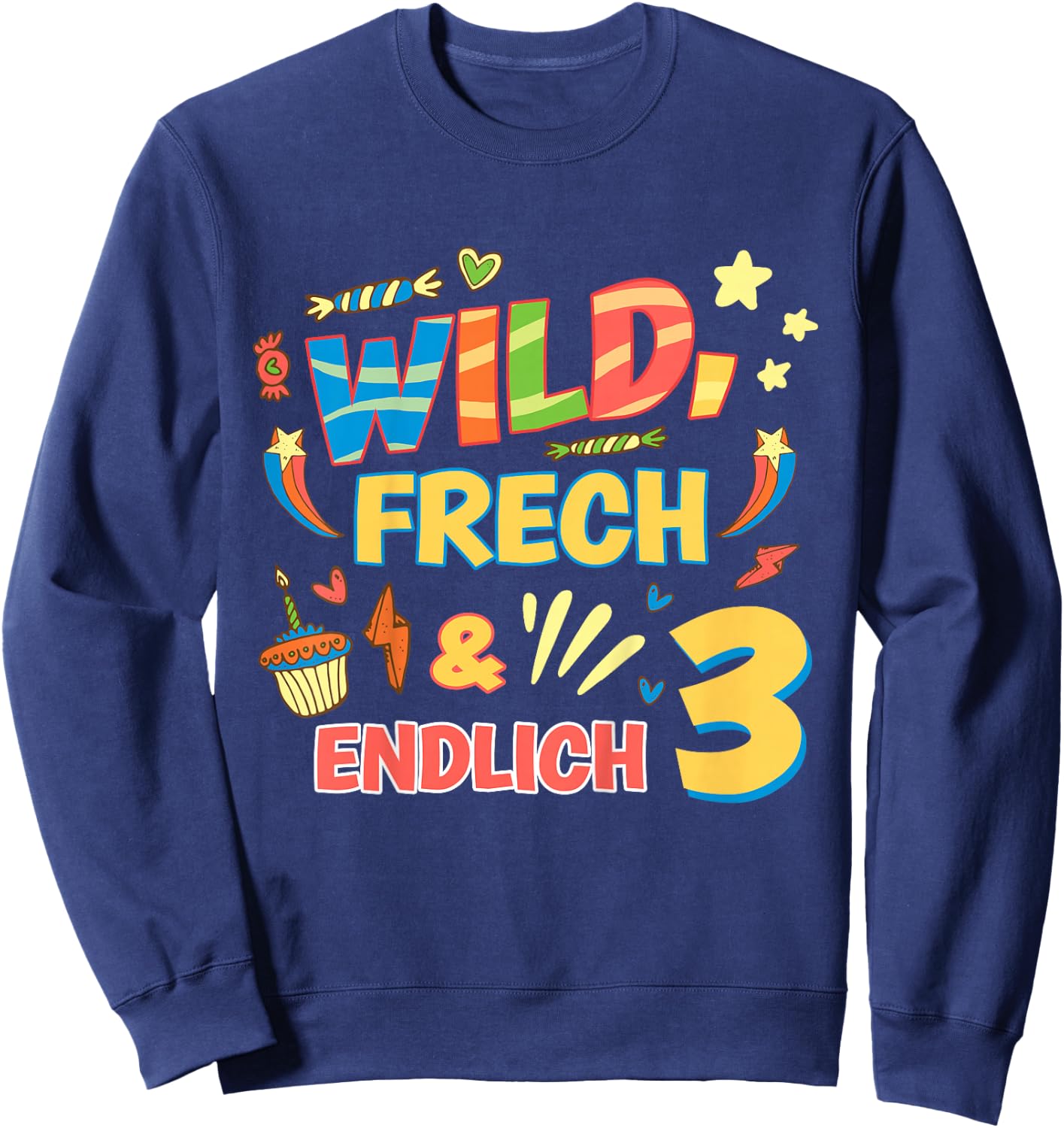 Children's Wild Cheeky and Finally 3 Years Birthday Shirt Birthday , black Sweatshirt - Sweatshirt | Navy