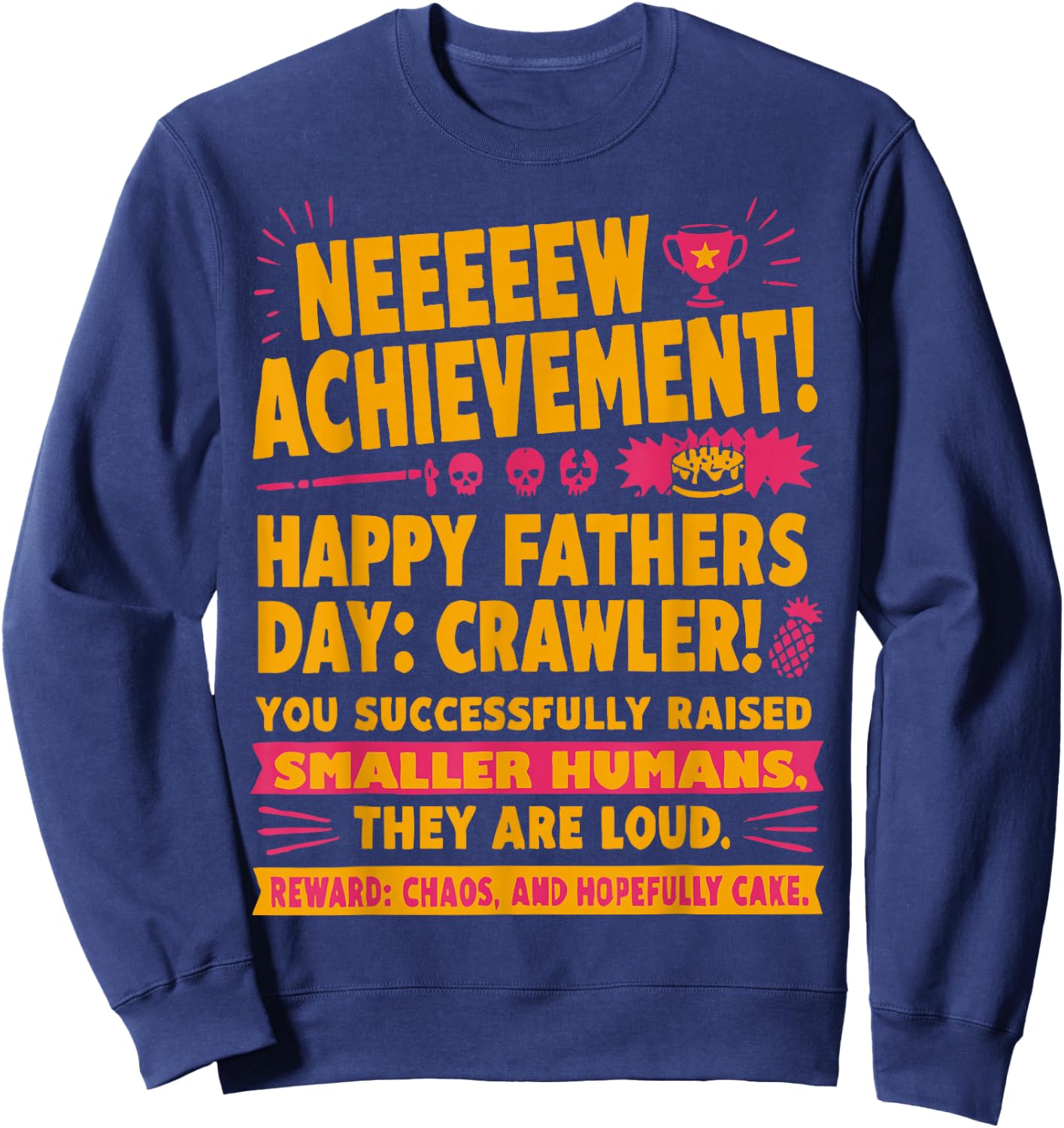 New Achievement Happy Fathers Day Crawler Gamer Dad USA Sweatshirt - Sweatshirt | Navy