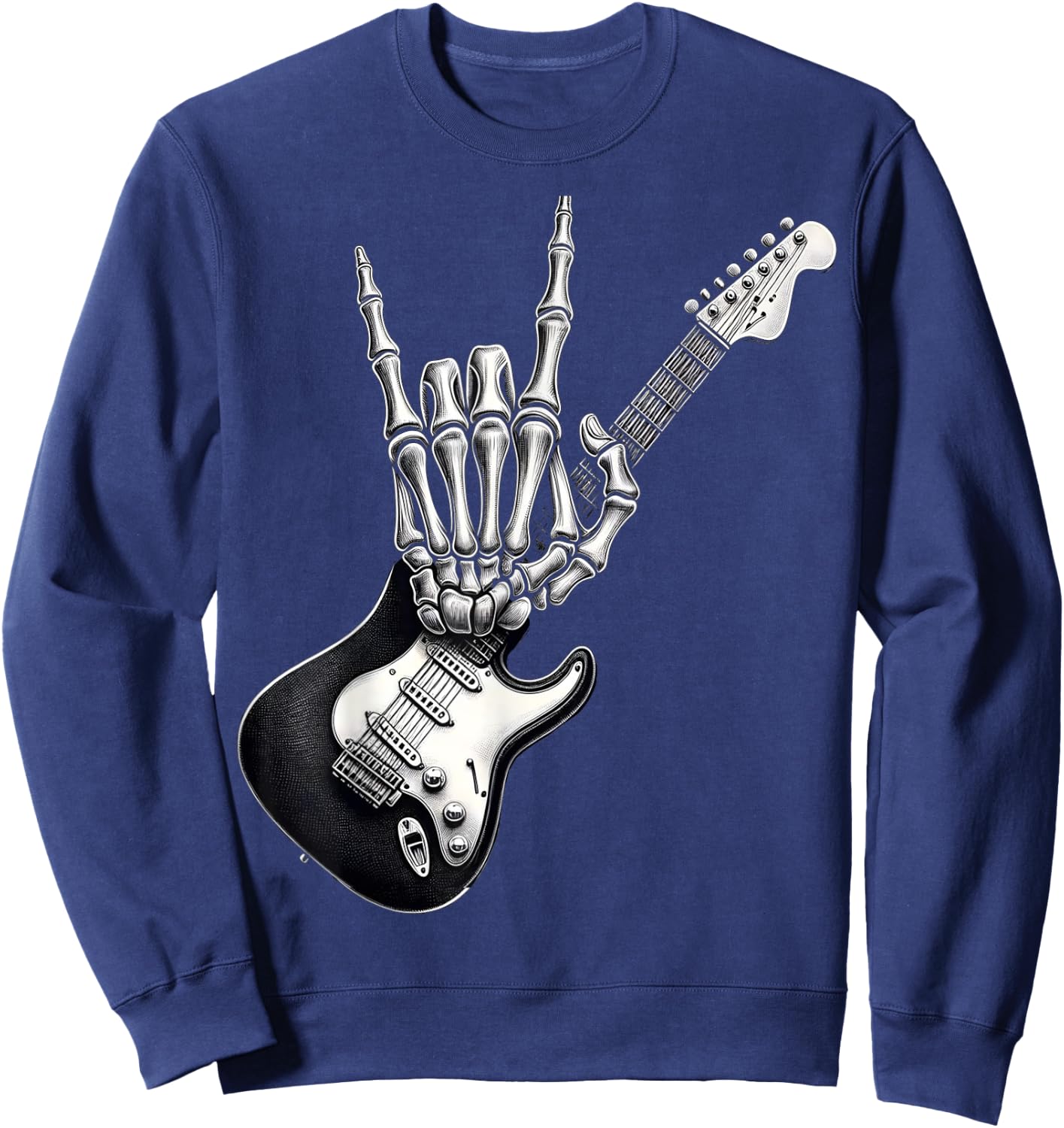 Old Rock On Skeleton Hand Cool Style Rock , Black, S Sweatshirt - Sweatshirt | Navy