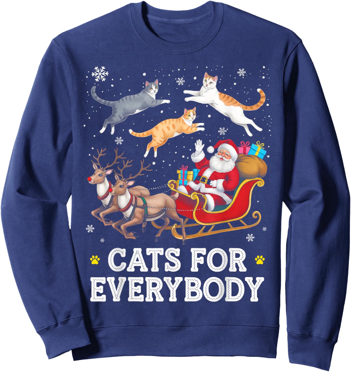 Cats for Everybody Christmas Funny Santa Cat Lover Xmas Sweatshirt - Sweatshirt | Navy
