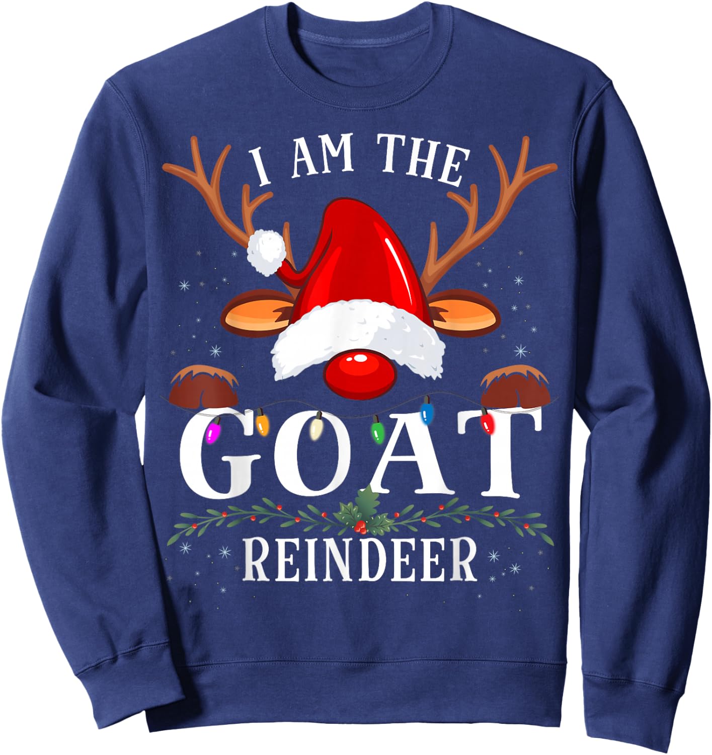 99 Gifts I Am The Goat Reindeer Christmas Family -Adults Black Short Sleeve Classic Fit Sweatshirt - Sweatshirt | Navy