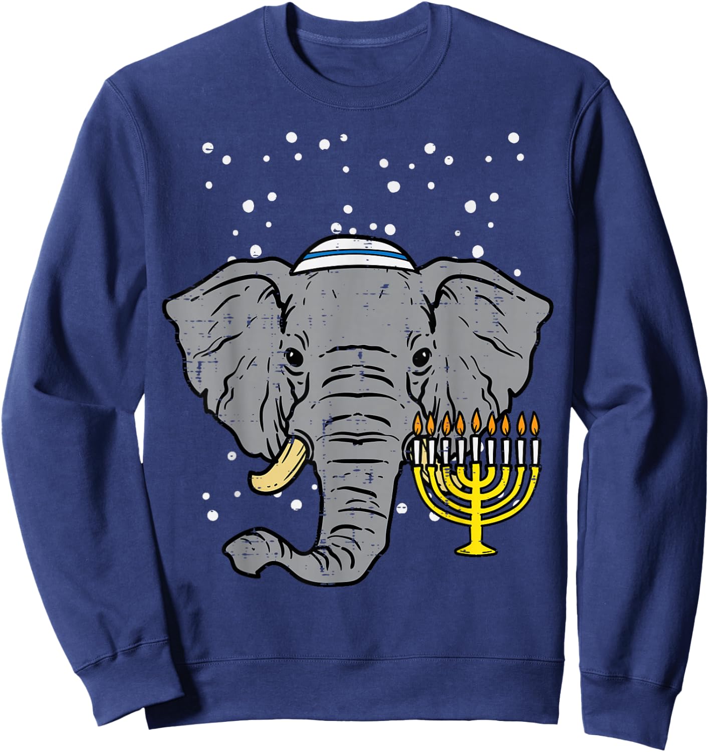 Hanukkah Elephant Chanukah Jewish Men Women Kids Boys Girls Sweatshirt - Sweatshirt | Navy