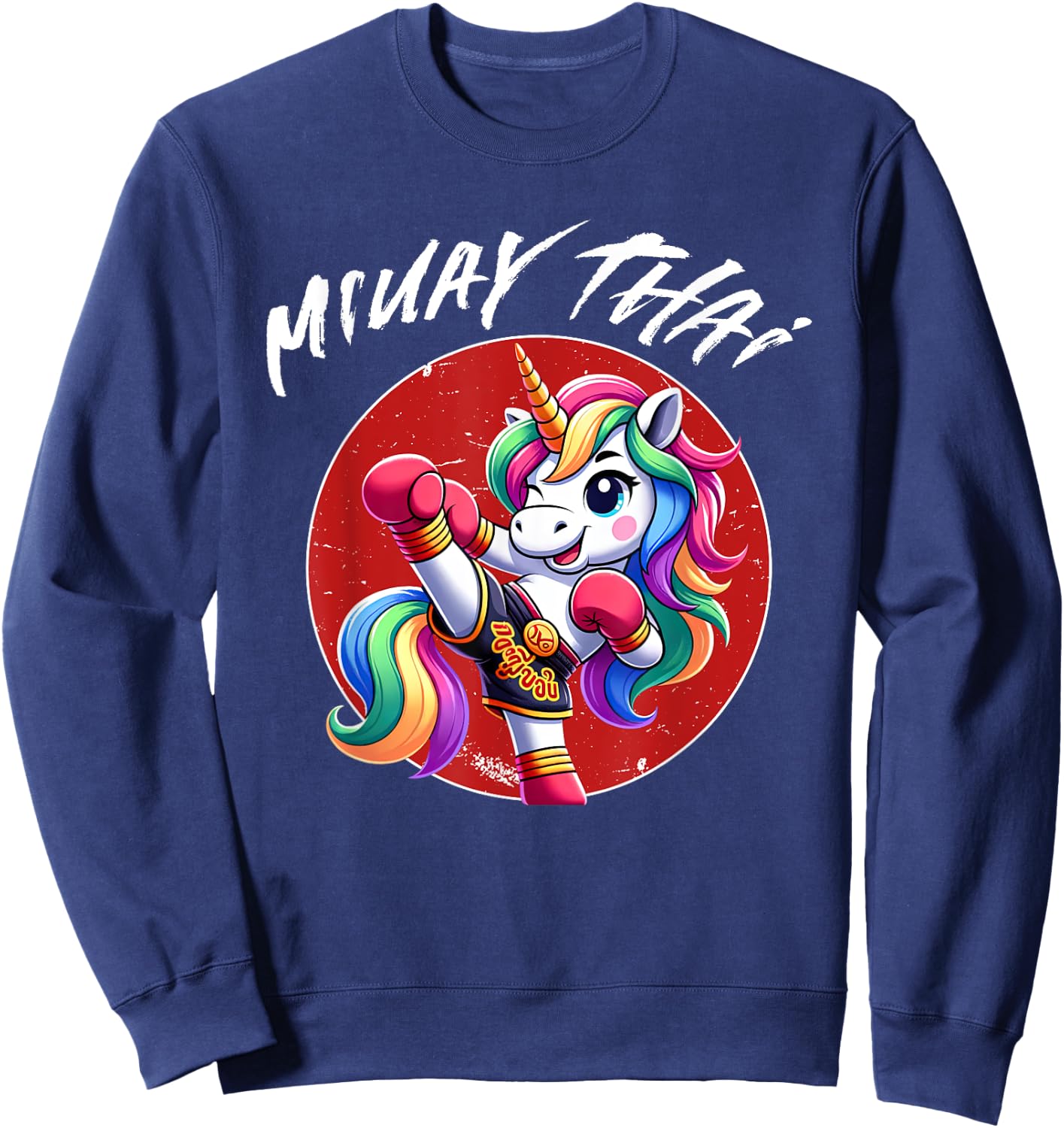 Cute Thai Boxing and Muay Thai Unicorn Sweatshirt - Sweatshirt | Navy