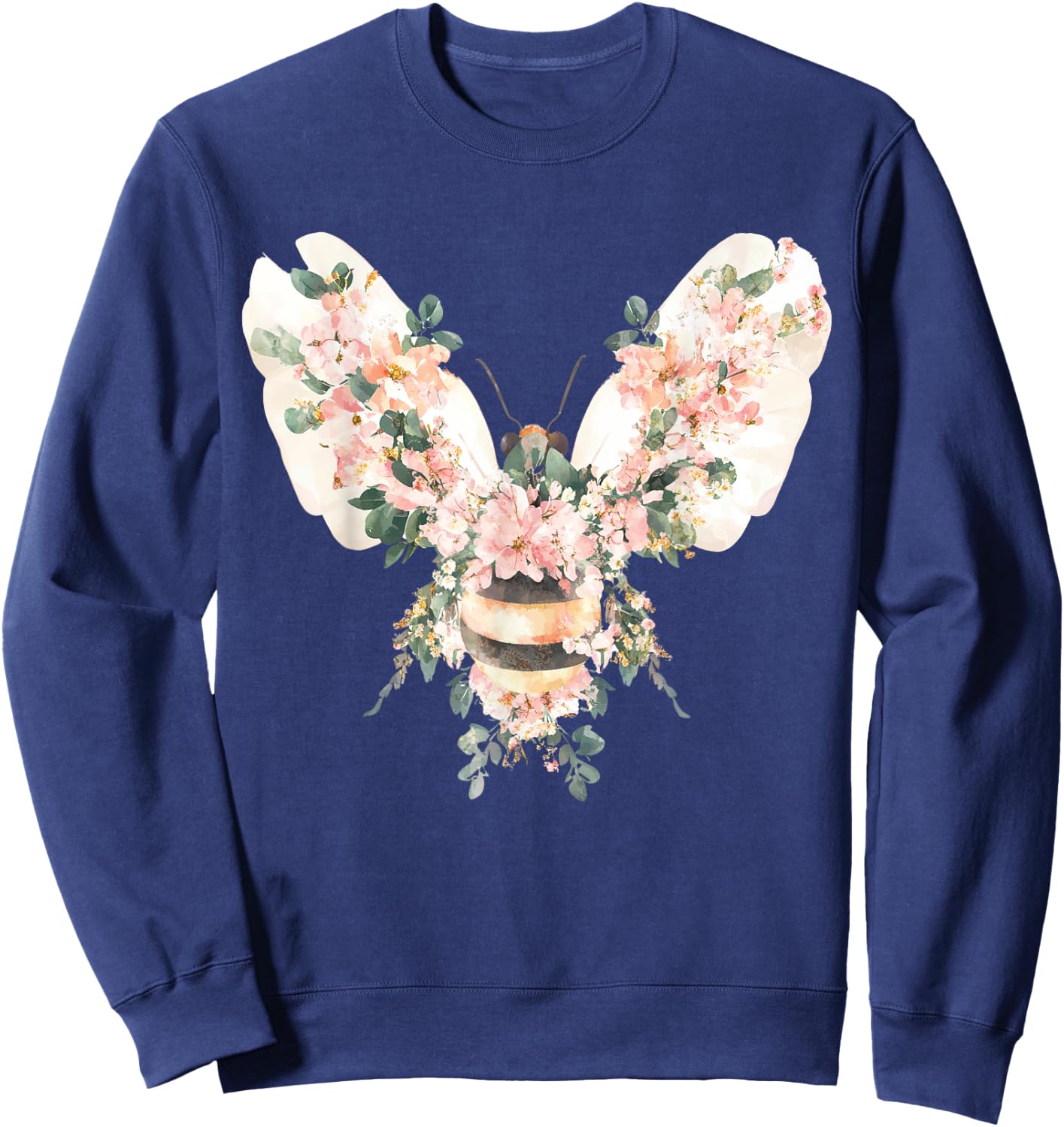 Floral Spring Women Flower Bee Sweatshirt - Sweatshirt | Navy