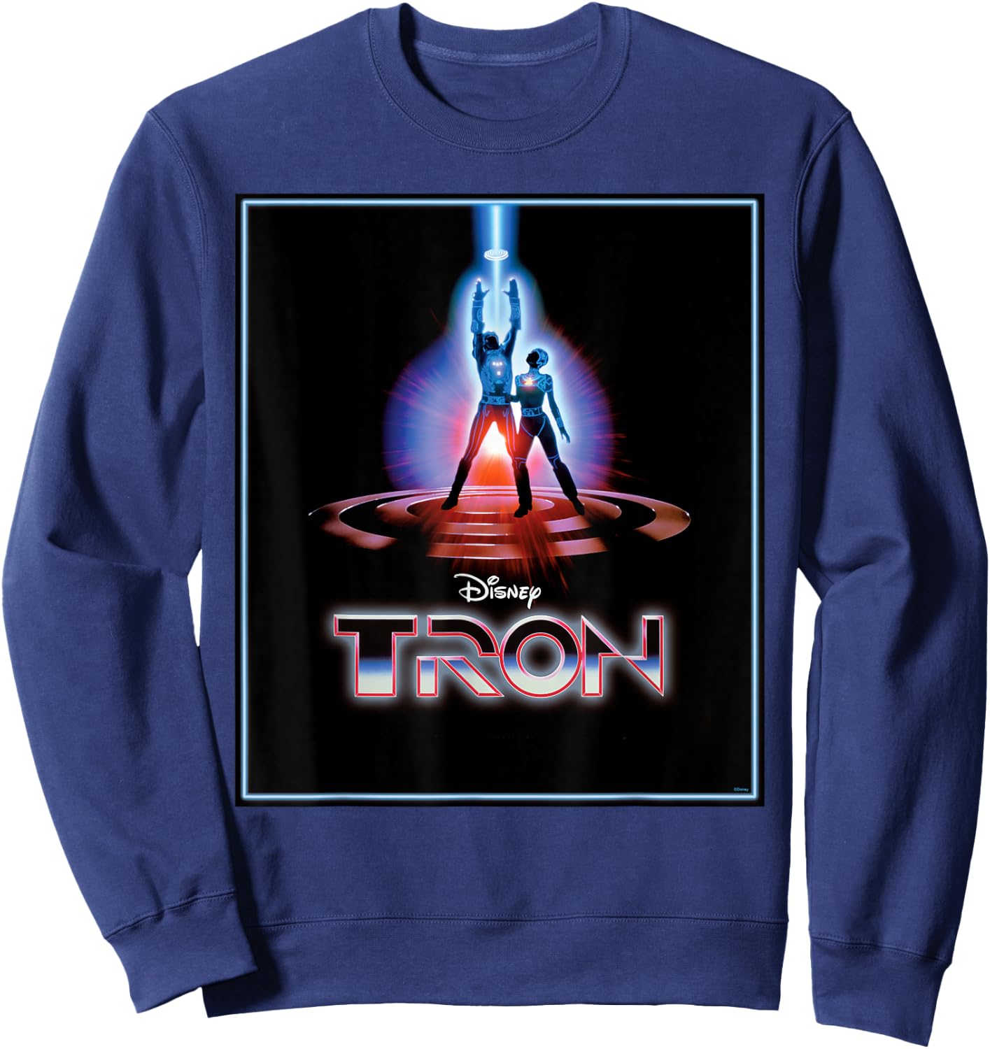 Disney TRON Official 1982 Original Movie Poster Art and Logo , black Sweatshirt - Sweatshirt | Navy