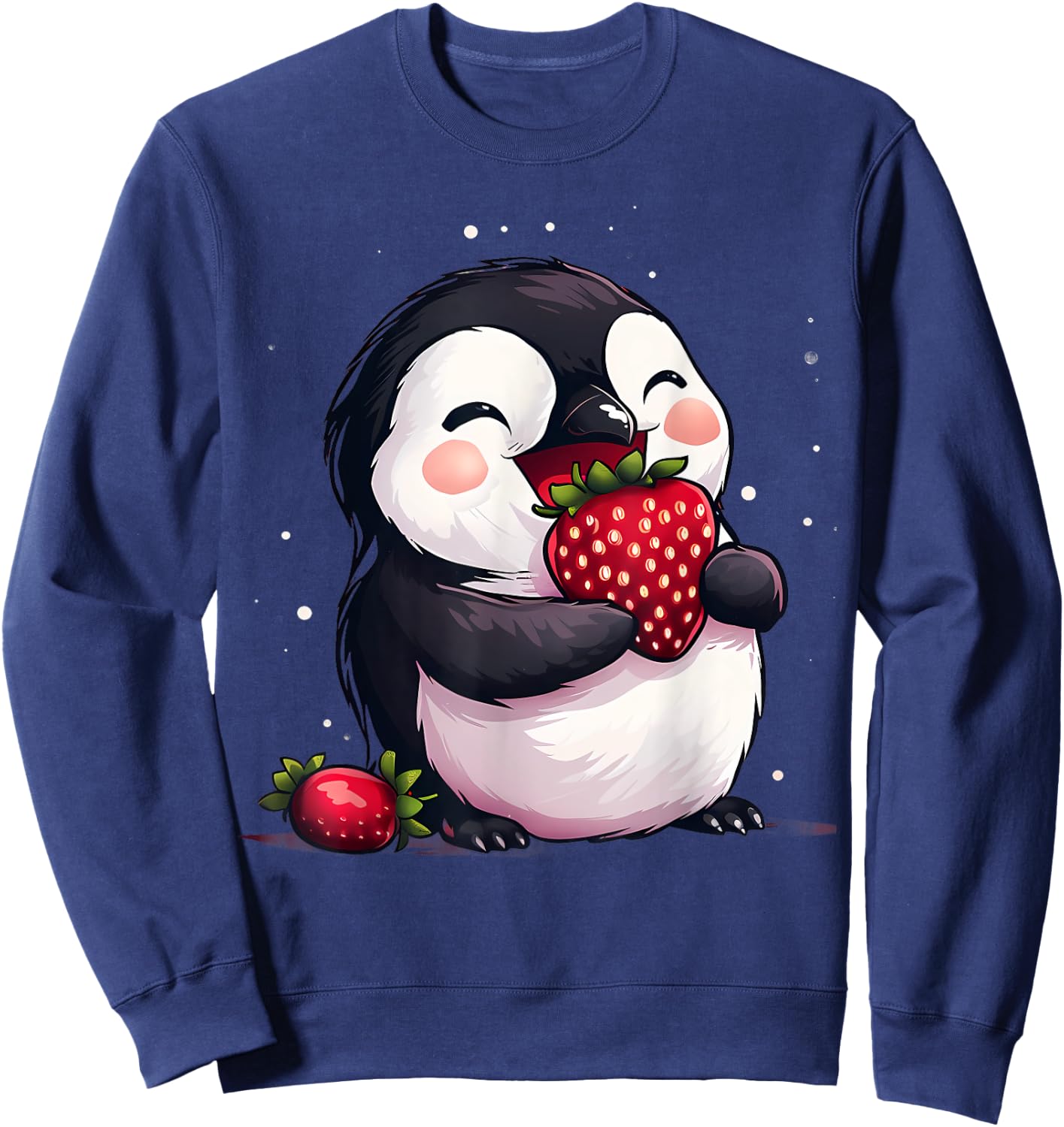 Strawberry Penguin Strawberry Fruit Animal Art Artwork Sweatshirt - Sweatshirt | Navy
