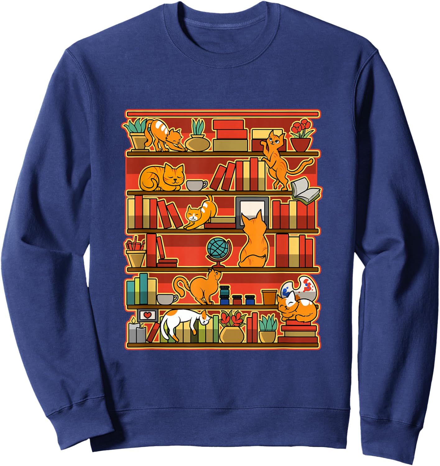 Kittens, Cats, Art, Library and Books Funny Gift Sweatshirt - Sweatshirt | Navy