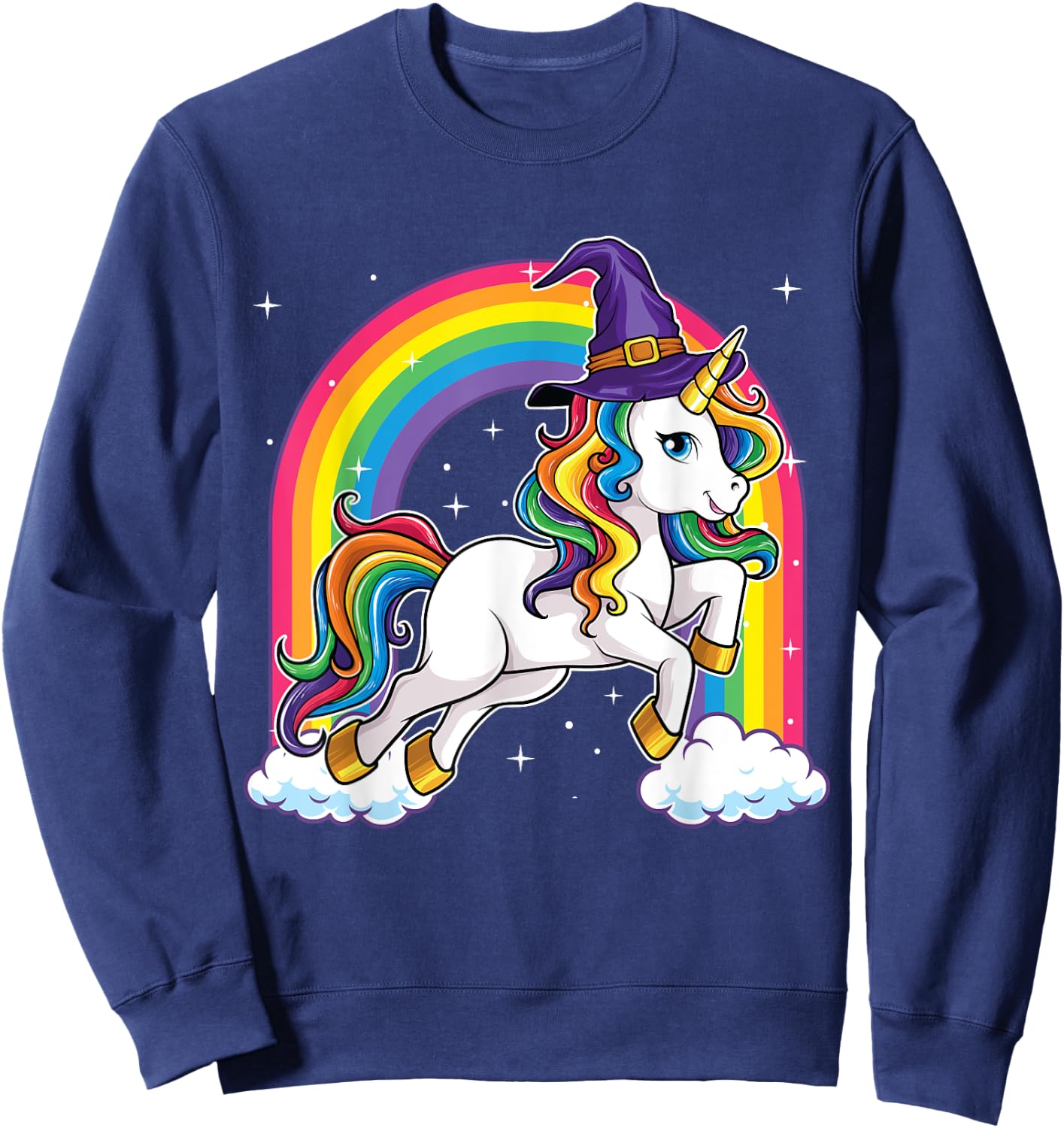 Unicorn Halloween Shirt for Girls Kids Women Witch Sweatshirt - Sweatshirt | Navy