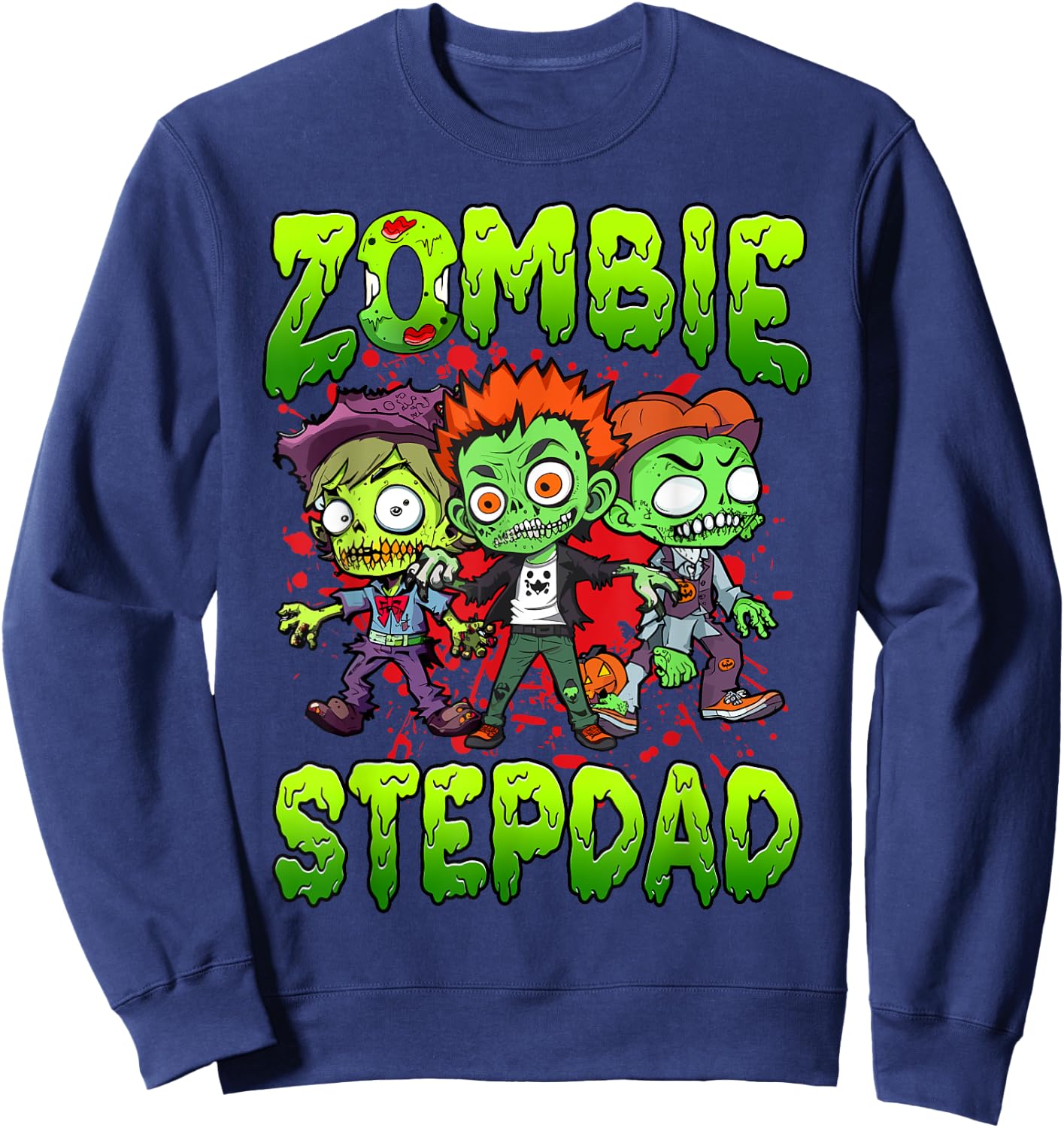 Zombie Stepdad Halloween Costume Family Matching Sweatshirt - Sweatshirt | Navy