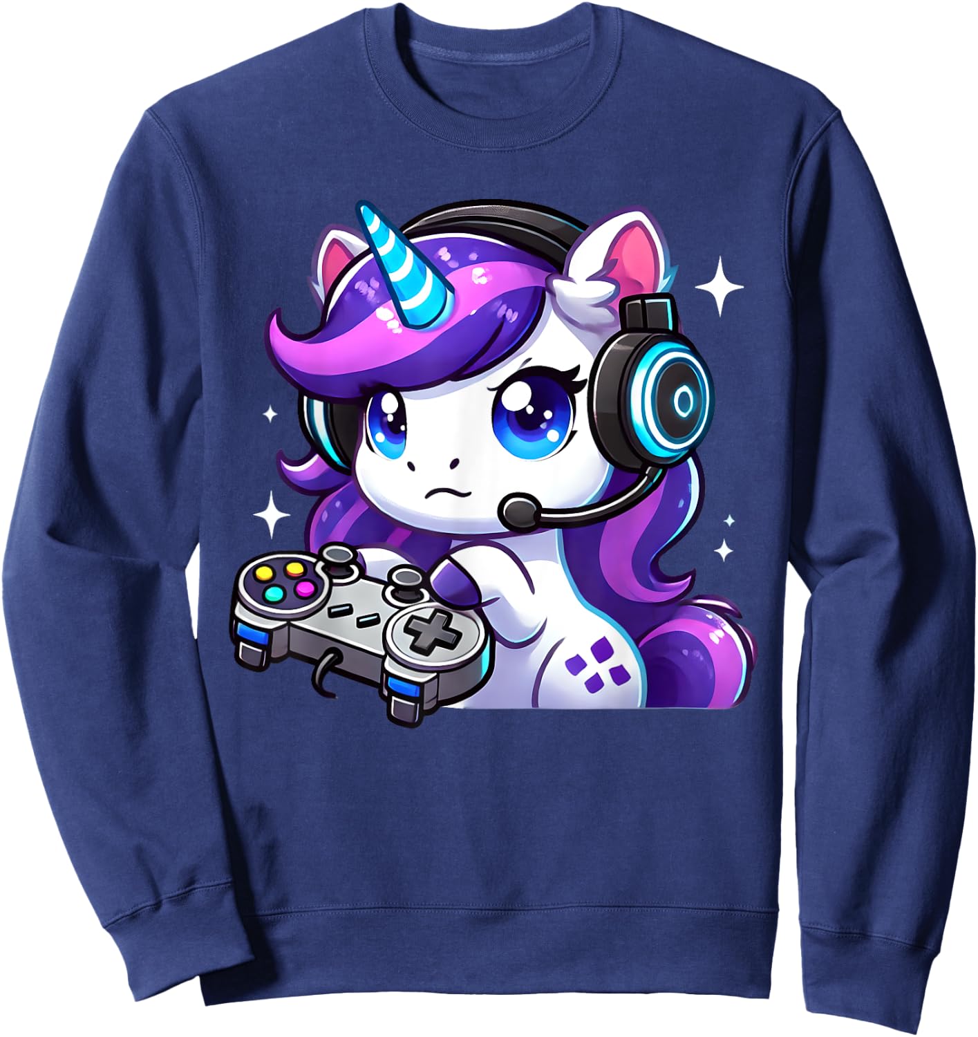 Toddler Boys Cute Unicorn Playing Video Games for Gamers Sweatshirt - Sweatshirt | Navy