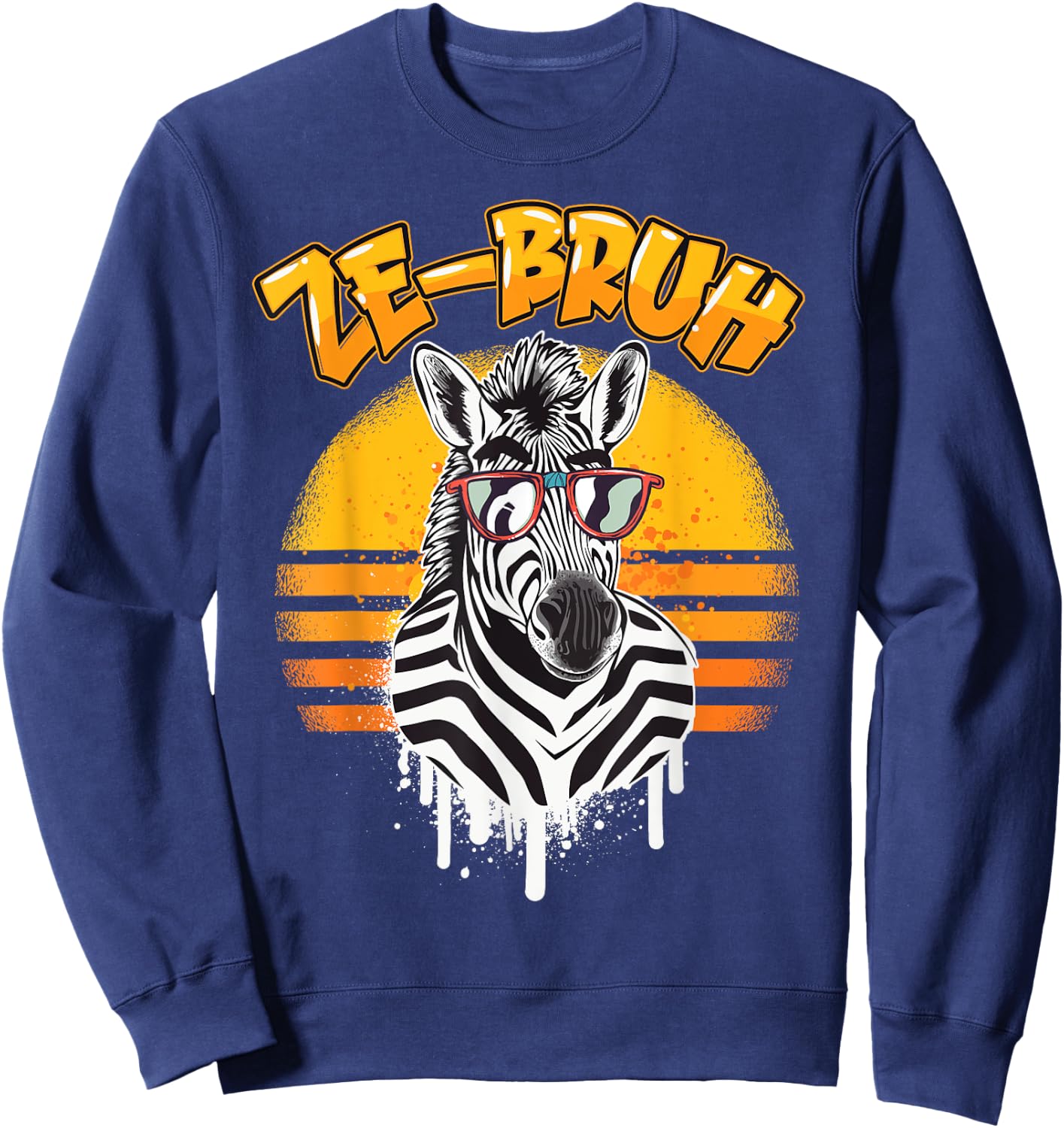 Zebra Bro AKA. Ze-bruh - Funny Zebra Design Sweatshirt - Sweatshirt | Navy