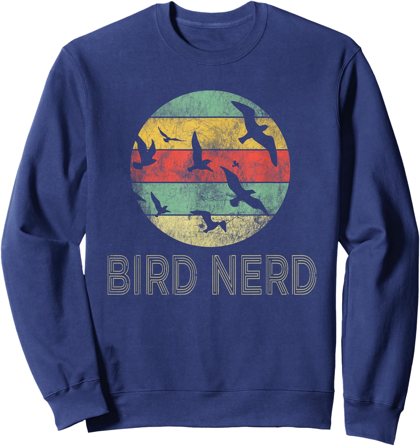 Retro Birding Bird Watching Nerd | Funny Bird Watcher Sweatshirt - Sweatshirt | Navy