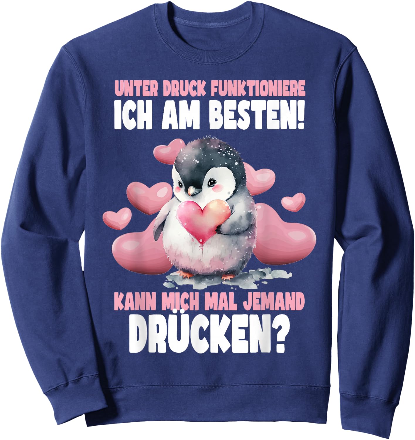 Pinguin Pinguine für Kinder, Damen & Mädchen in Schwarz, Größe S, , Kurzarm, Klassisch geschnitten, Hochwertige Verarbeitung, Pinguin Theme, Weihnachten, Geburtstag Sweatshirt - Sweatshirt | Navy