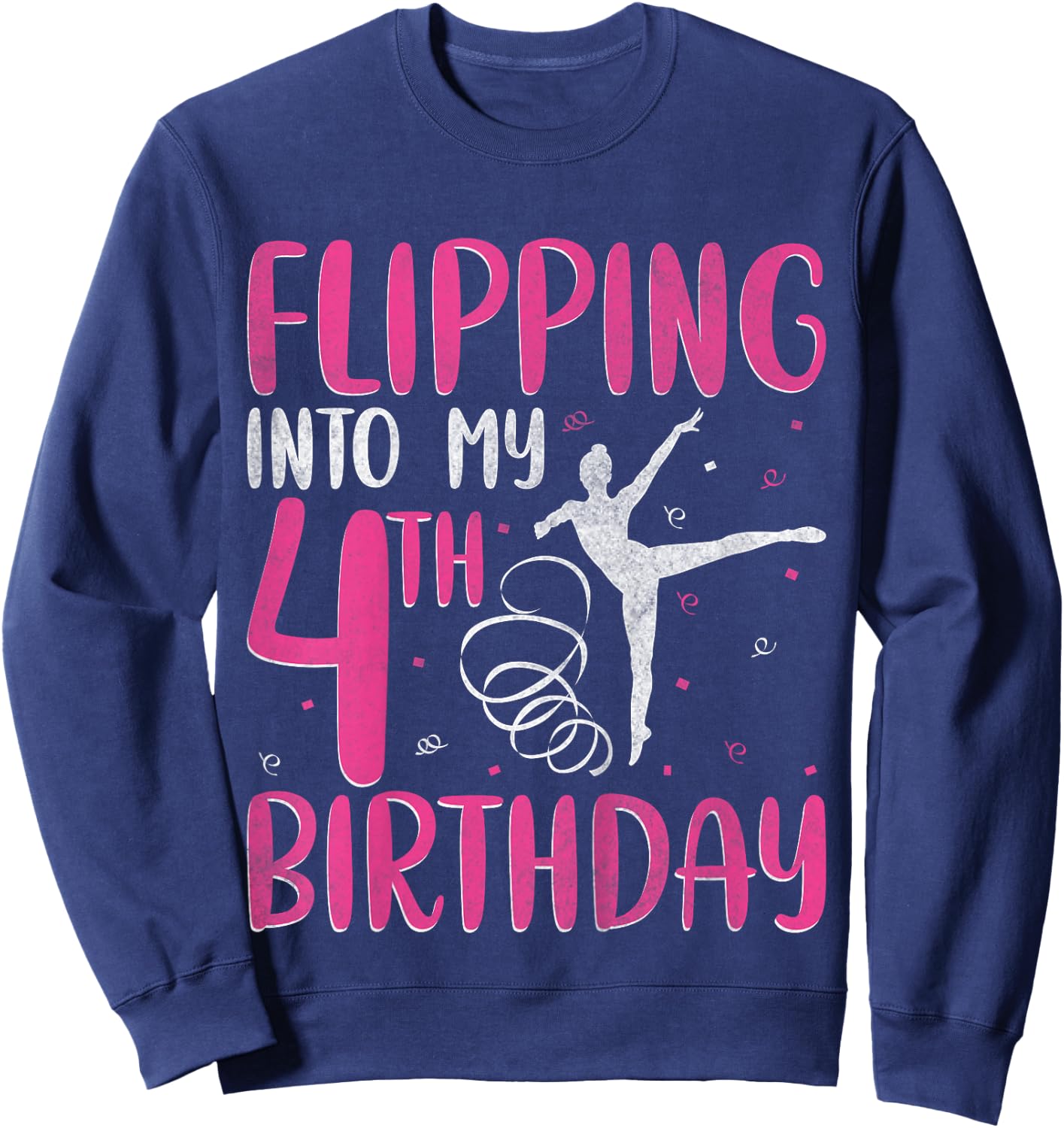 Gymnast Flipping Into 4th Birthday Gymnastics 4 Years Old Sweatshirt - Sweatshirt | Navy