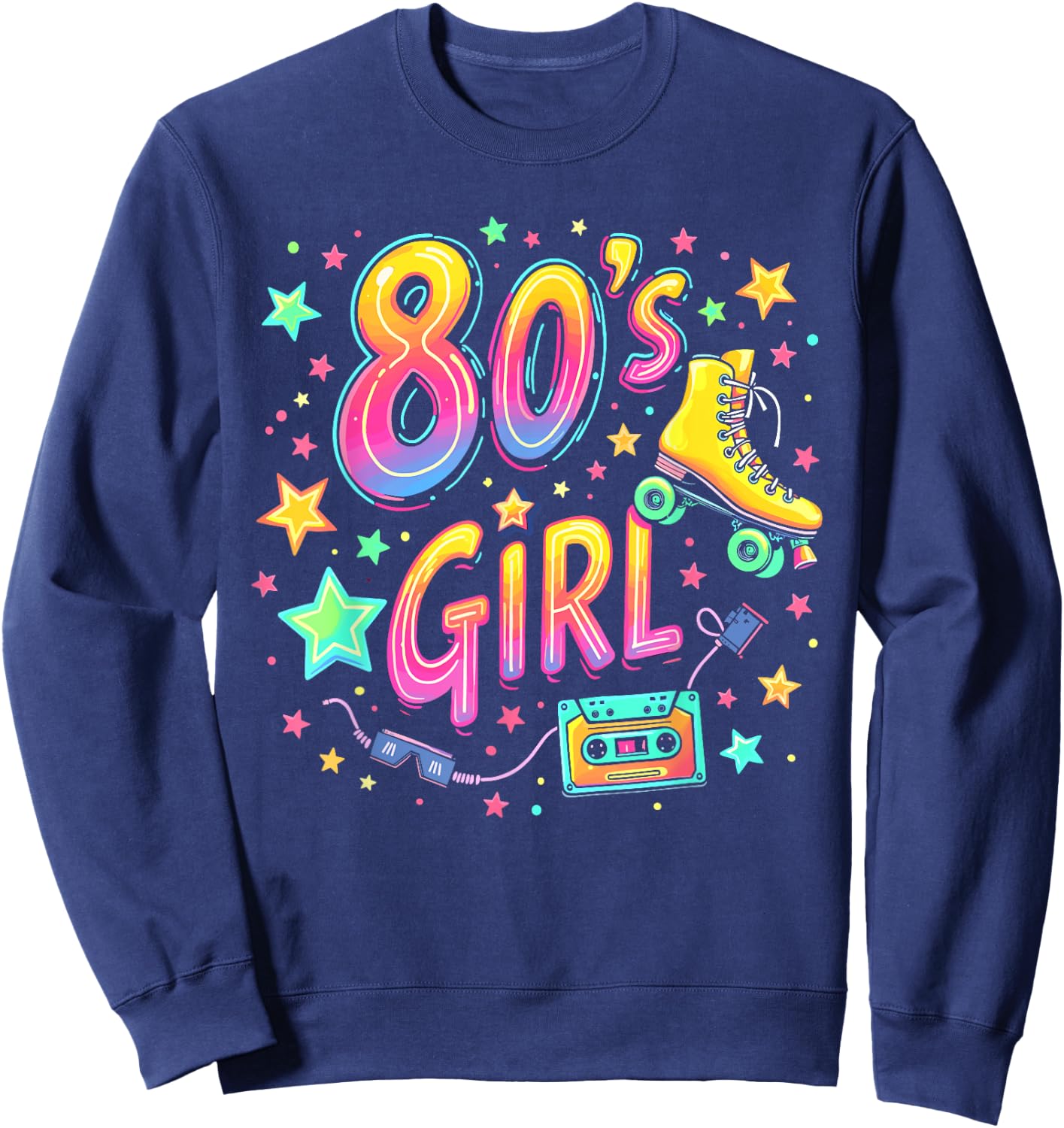 Girls 80s Retro Roller Skates , Black, S Sweatshirt - Sweatshirt | Navy