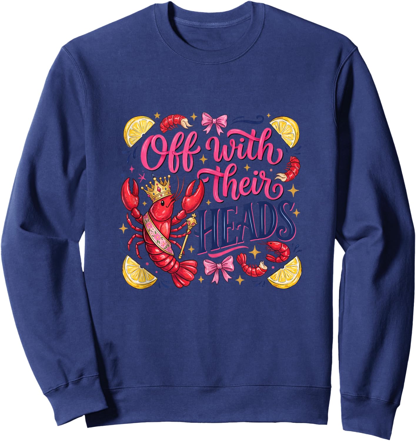 Funny Crawfish Boil Off with Their Heads Vintage Men Women Sweatshirt - Sweatshirt | Navy