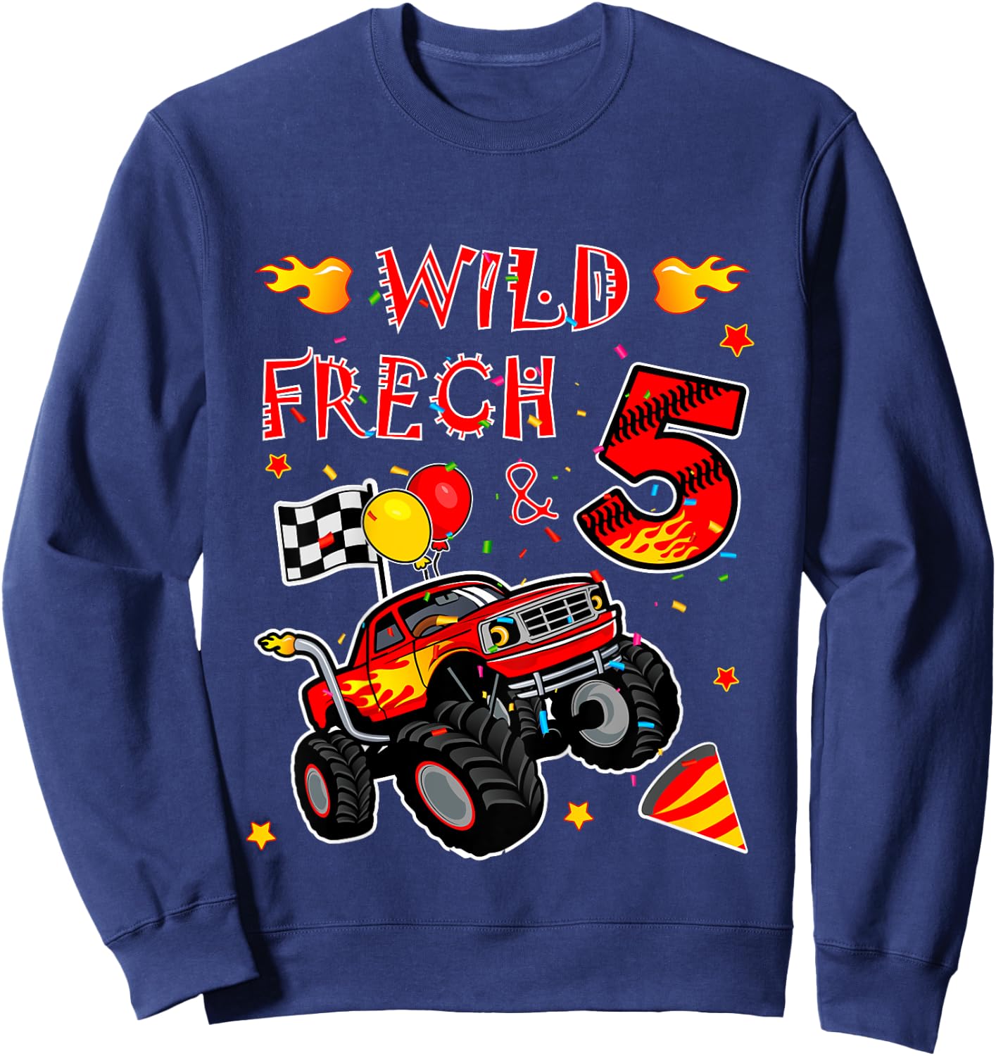 Geburtstag Monster Truck - Wild frech und Fünf - Junge 5 Sweatshirt - Sweatshirt | Navy