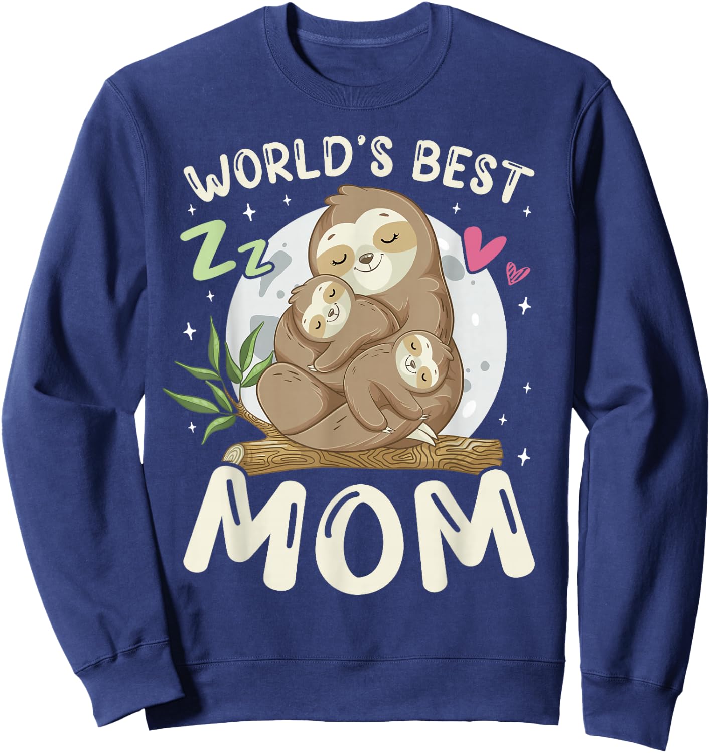 World's Best Mom, Sloths Family Sleep Top Mother's Day Sweatshirt - Sweatshirt | Navy