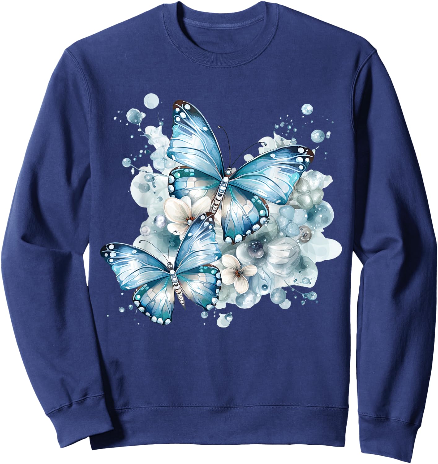 Schmetterlinge mit Blumen in blau Schmetterlinge für Damen Sweatshirt - Sweatshirt | Navy